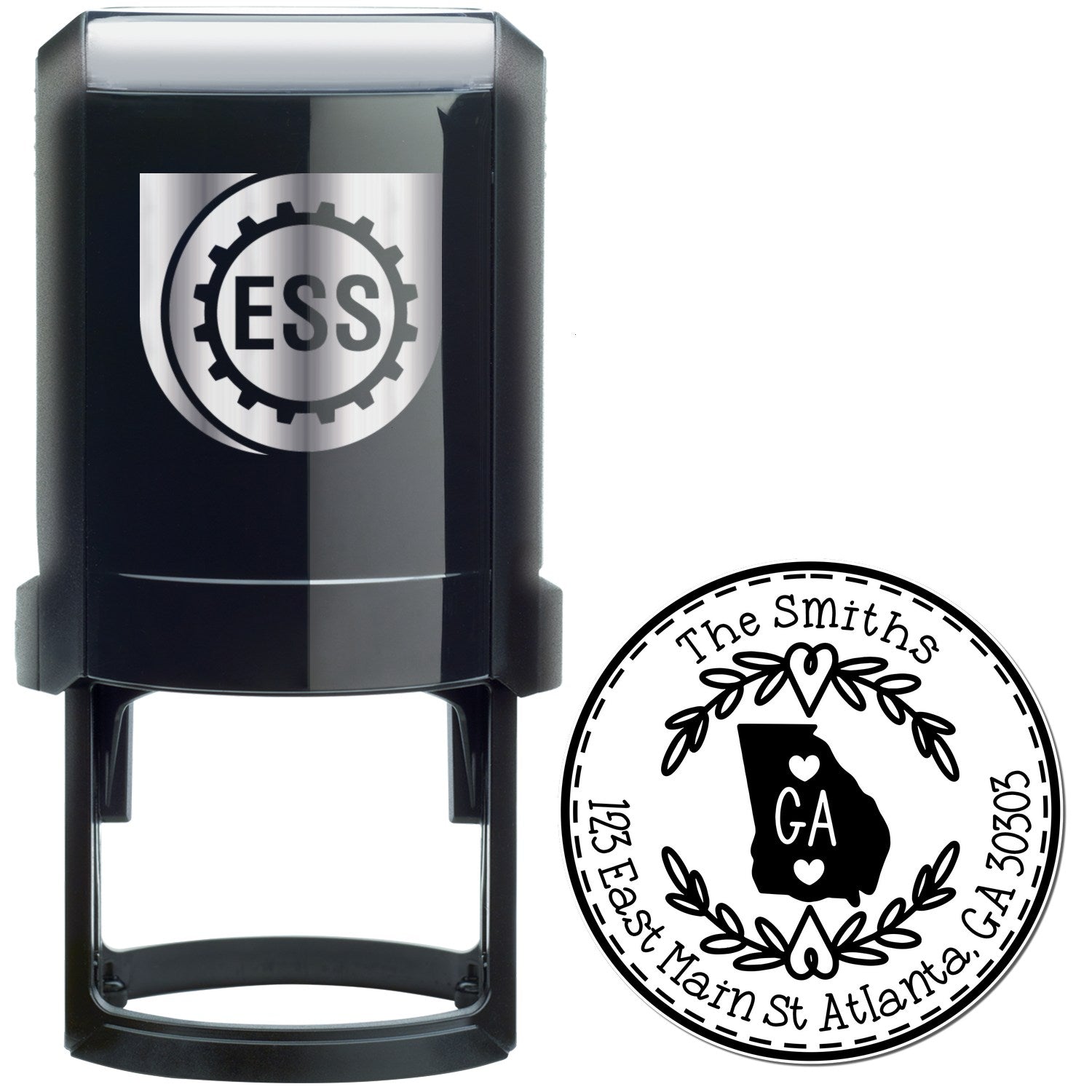 Self-Inking Round Georgia State Wreath Custom-Made Address Return Stamper - Engineer Seal Stamps
