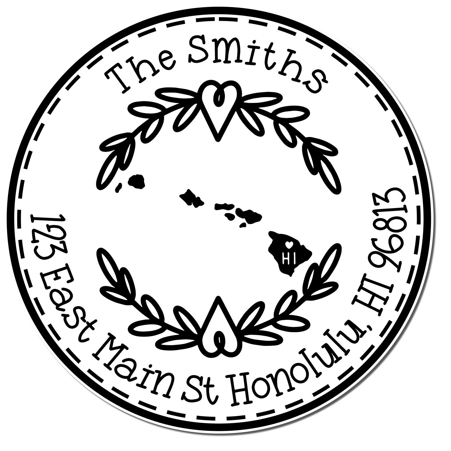 Slim Hawaii State Wreath Customizable Mailing Address Stamp - Engineer Seal Stamps