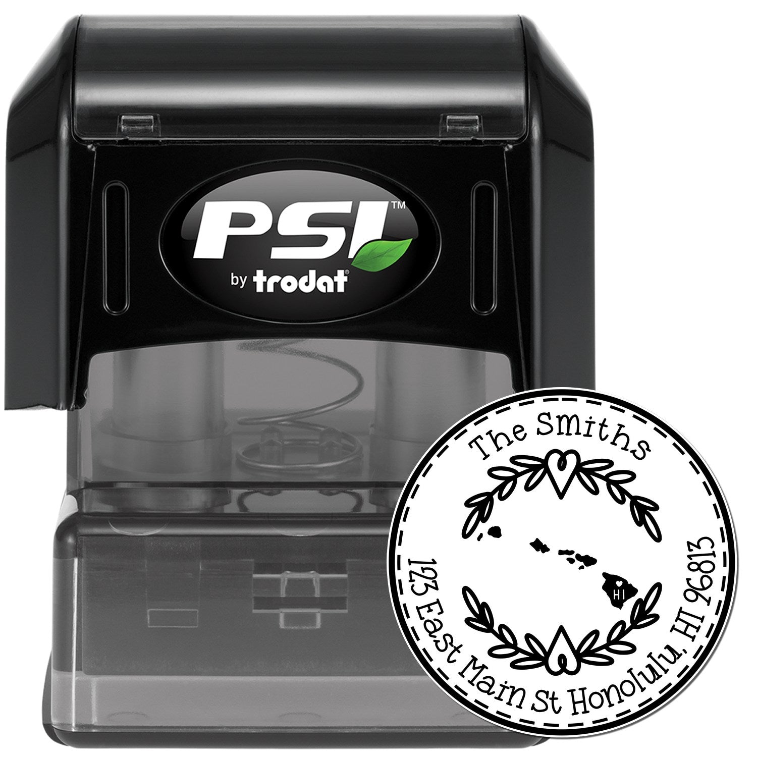 Round PSI Hawaii State Wreath Customized Home Address Stamper - Engineer Seal Stamps