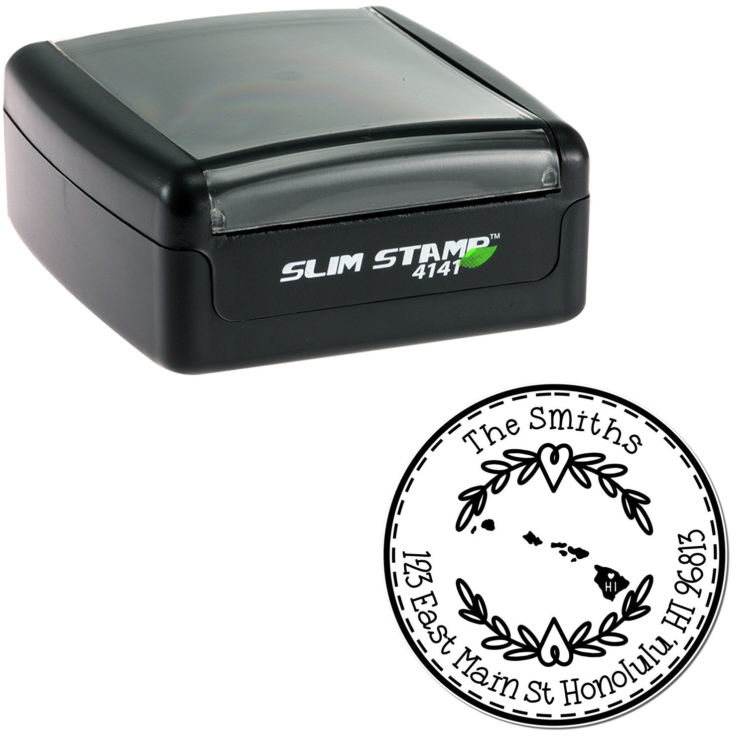 Slim Hawaii State Wreath Customizable Mailing Address Stamp - Engineer Seal Stamps