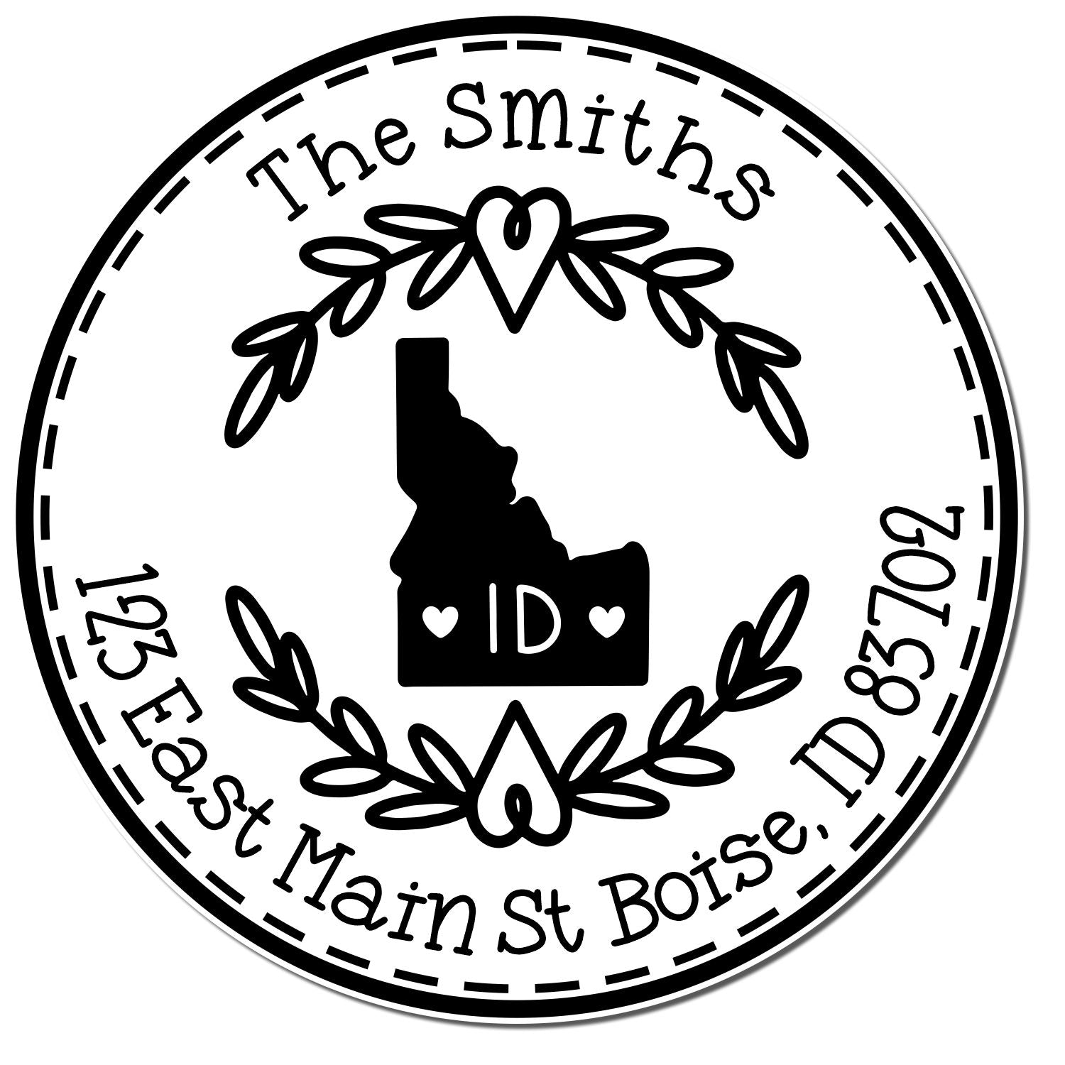 Round PSI Idaho State Wreath Customized Mail Address Pre-Inked Stamp - Engineer Seal Stamps