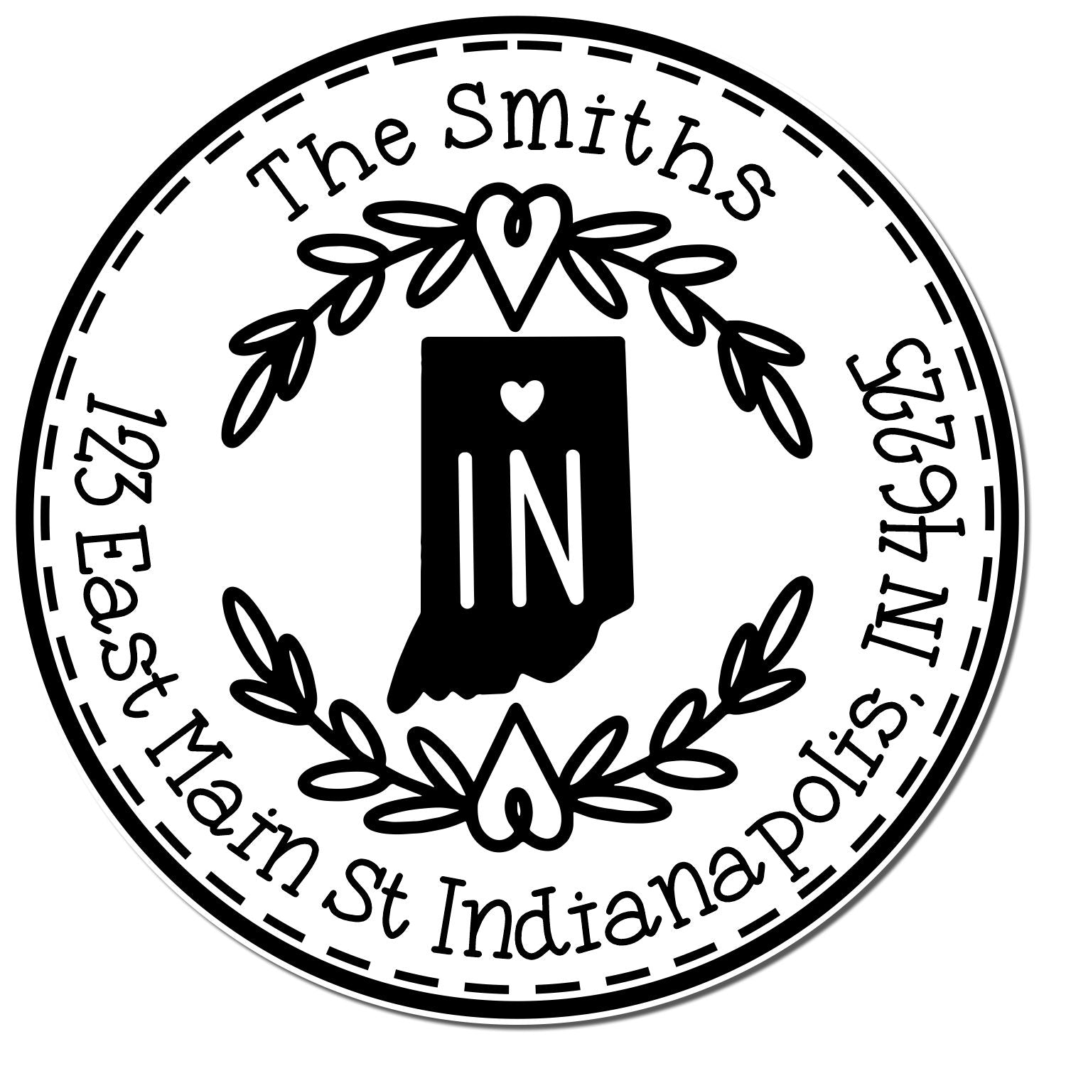 Self-Inking Round Indiana State Wreath Custom-Made Home Address For Envelopes Rubber Stamp - Engineer Seal Stamps