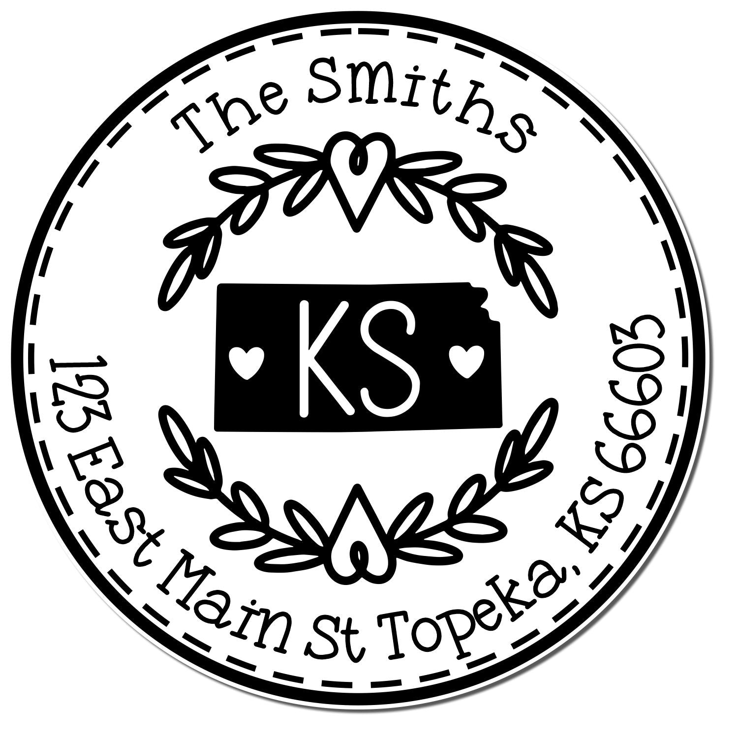 Round PSI Kansas State Wreath Customized Mail Stamp - Engineer Seal Stamps