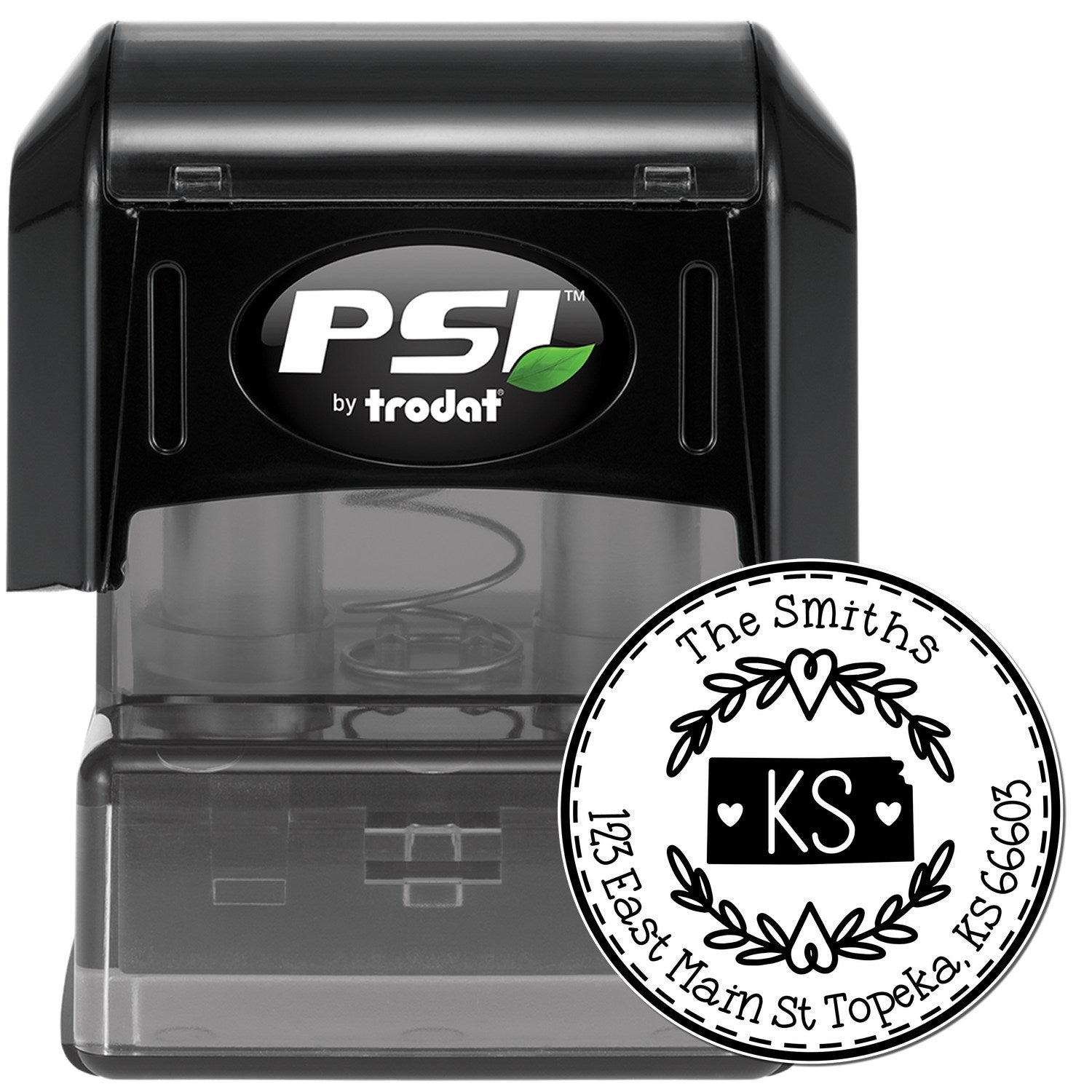 Round PSI Kansas State Wreath Customized Mail Stamp - Engineer Seal Stamps