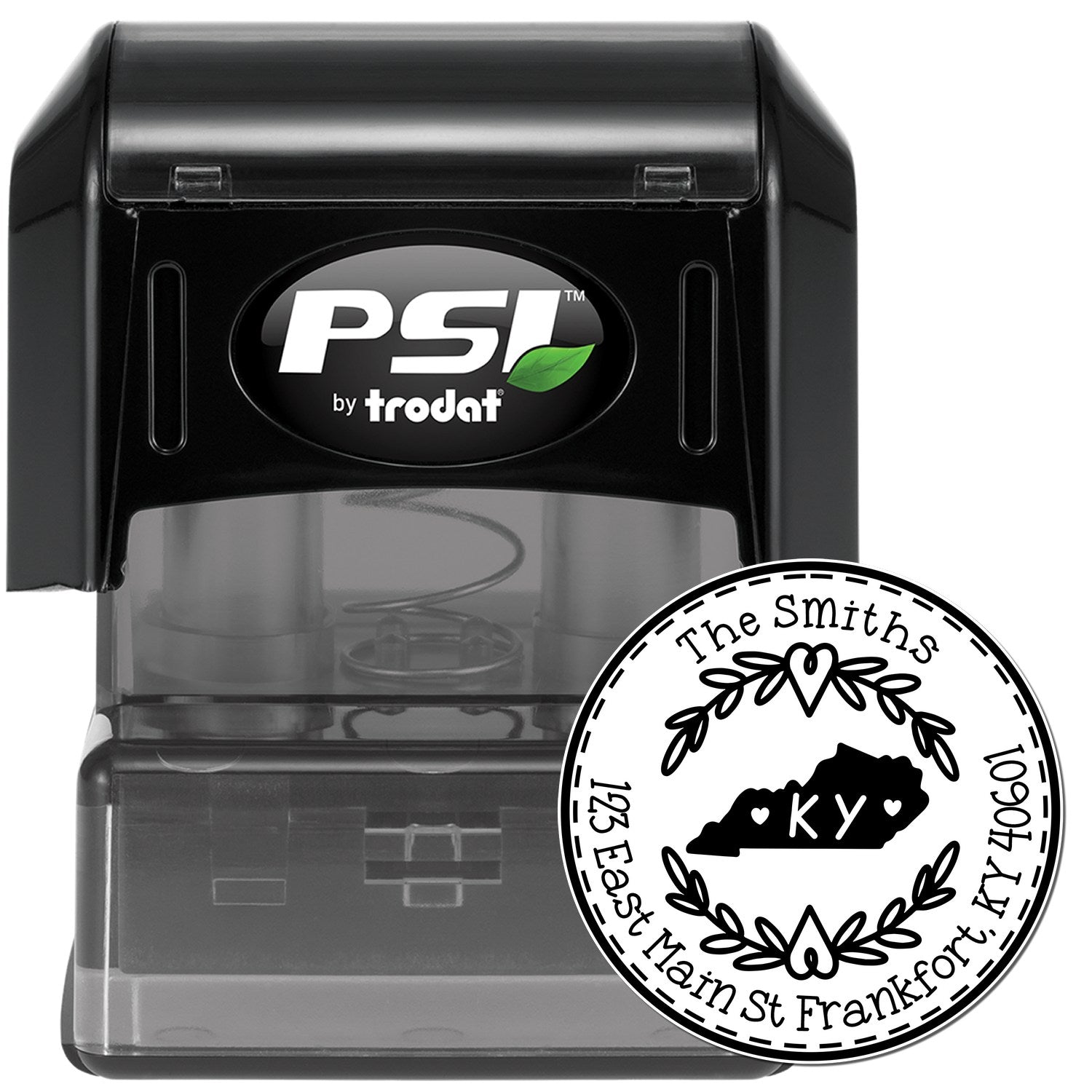 Round PSI Kentucky State Wreath Customized Mail Stamper - Engineer Seal Stamps