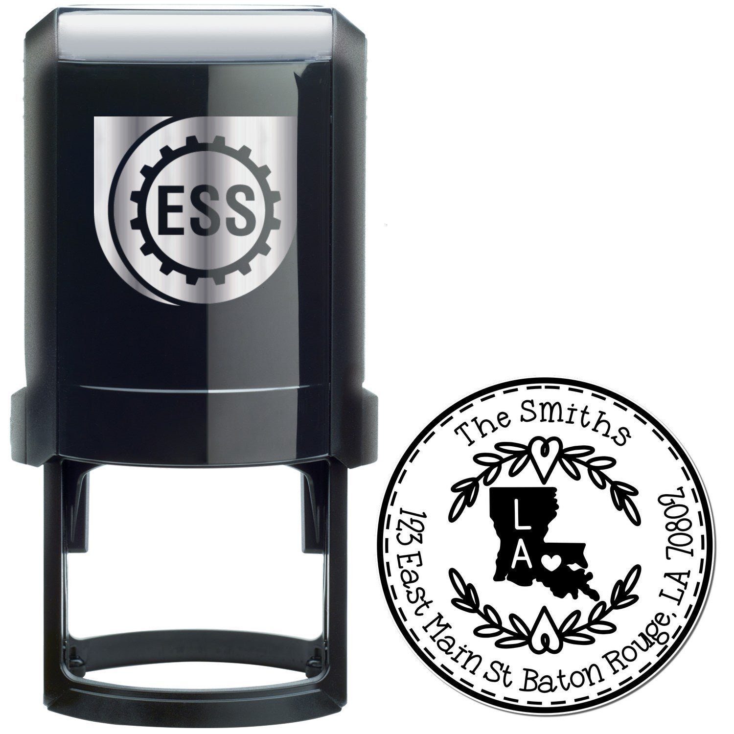 Self-Inking Round Louisiana State Wreath Custom-Made Home Address Stamp - Engineer Seal Stamps