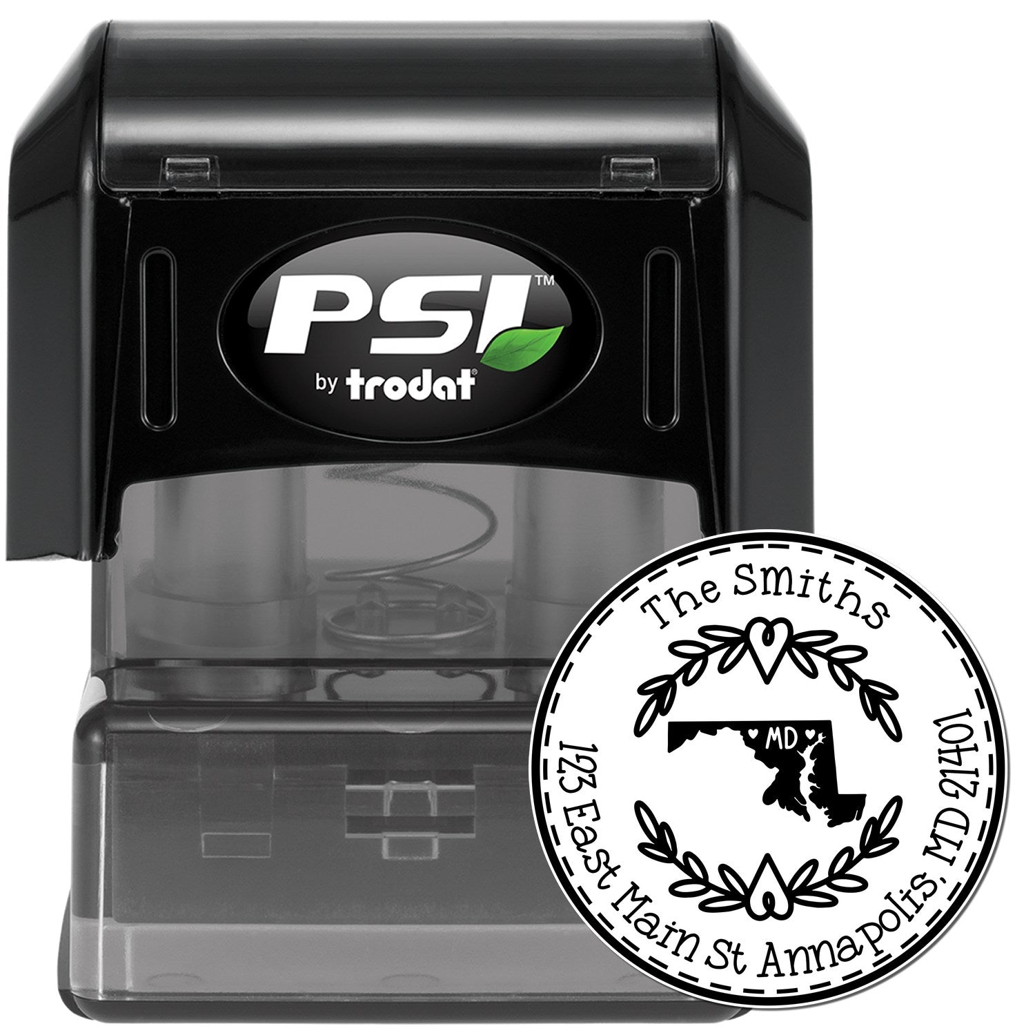 Round PSI Maryland State Wreath Customized Mailing Address Stamper - Engineer Seal Stamps