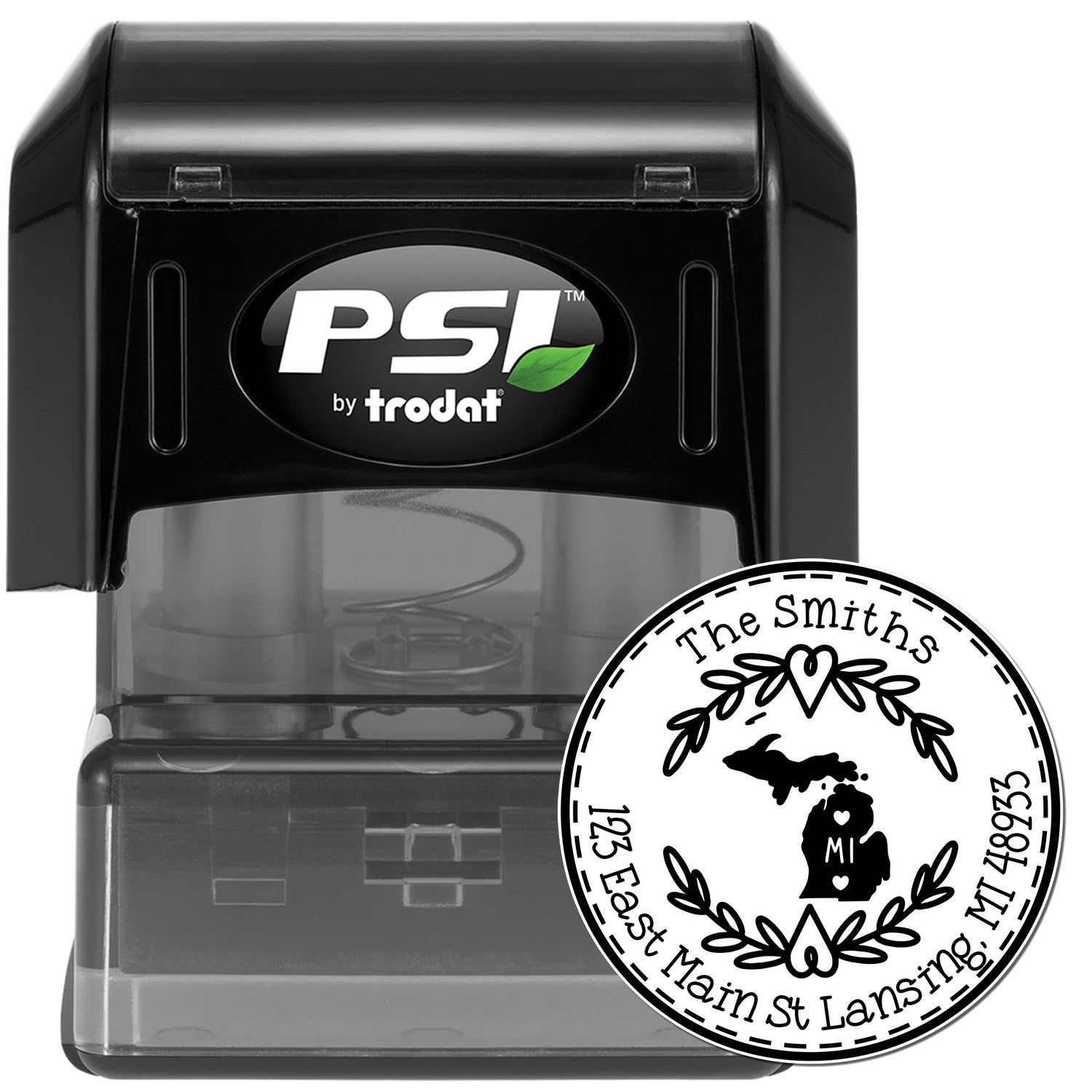 Round PSI Michigan State Wreath Customized Mailing Stamp - Engineer Seal Stamps
