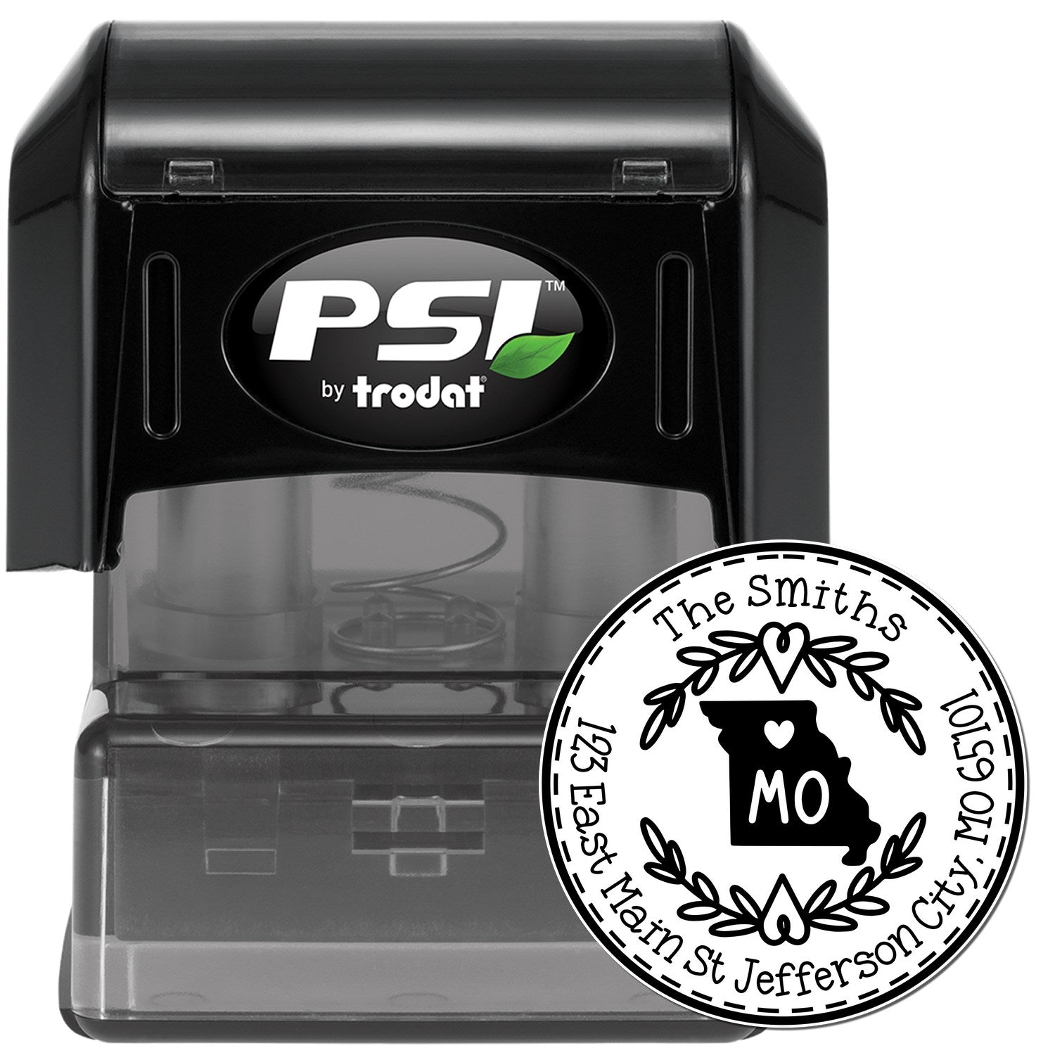 Round PSI Missouri State Wreath Customized Name and Address Stamp - Engineer Seal Stamps