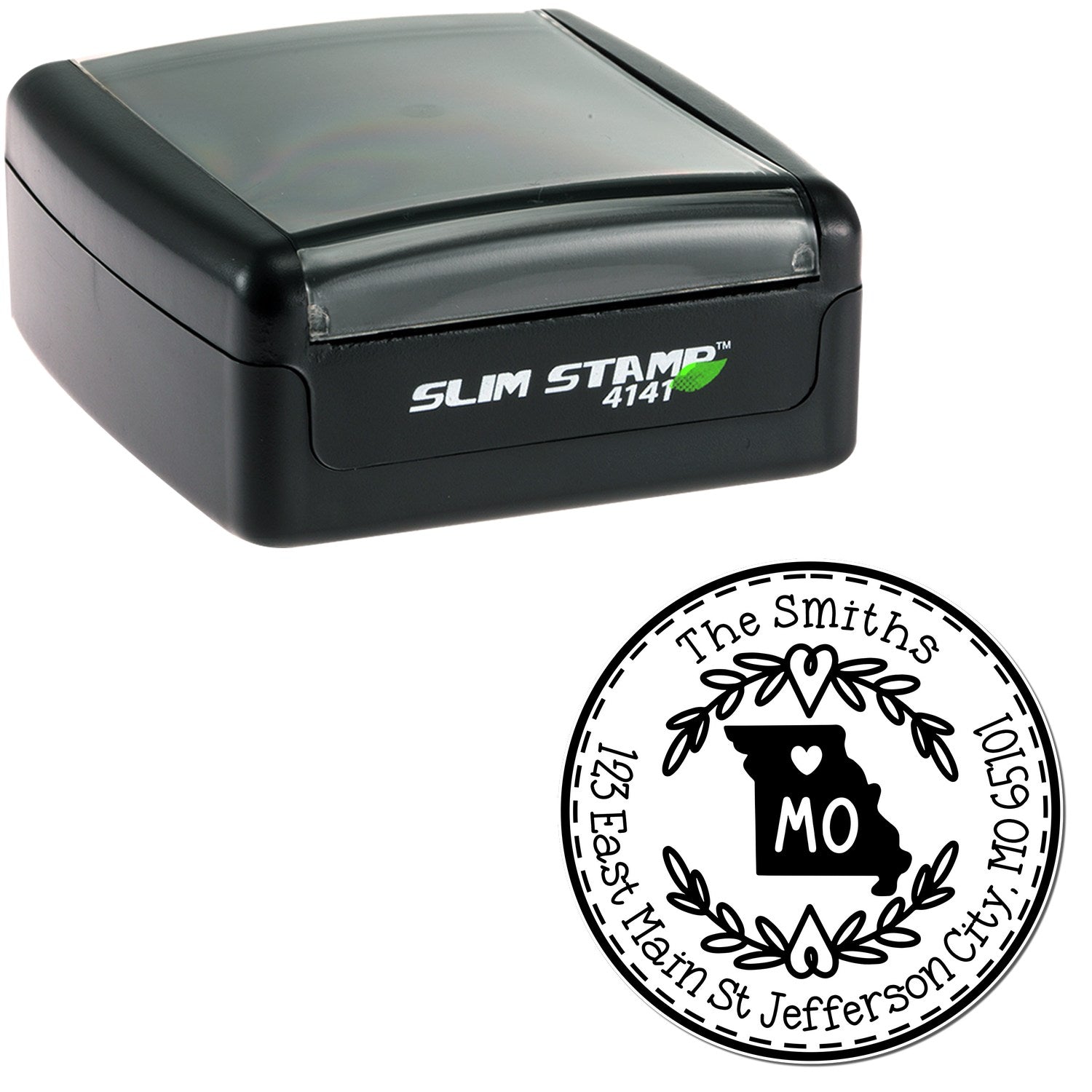Slim Missouri State Wreath Customizable Return Address Pre-Inked Stamp - Engineer Seal Stamps