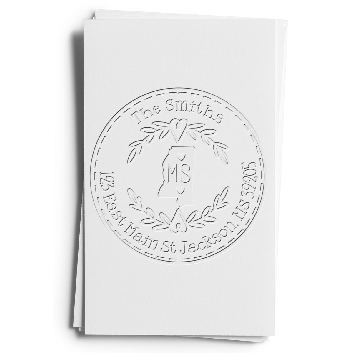 Trodat State Love Stamps address embossing stamp with custom state design, used for creating embossed return address seals.