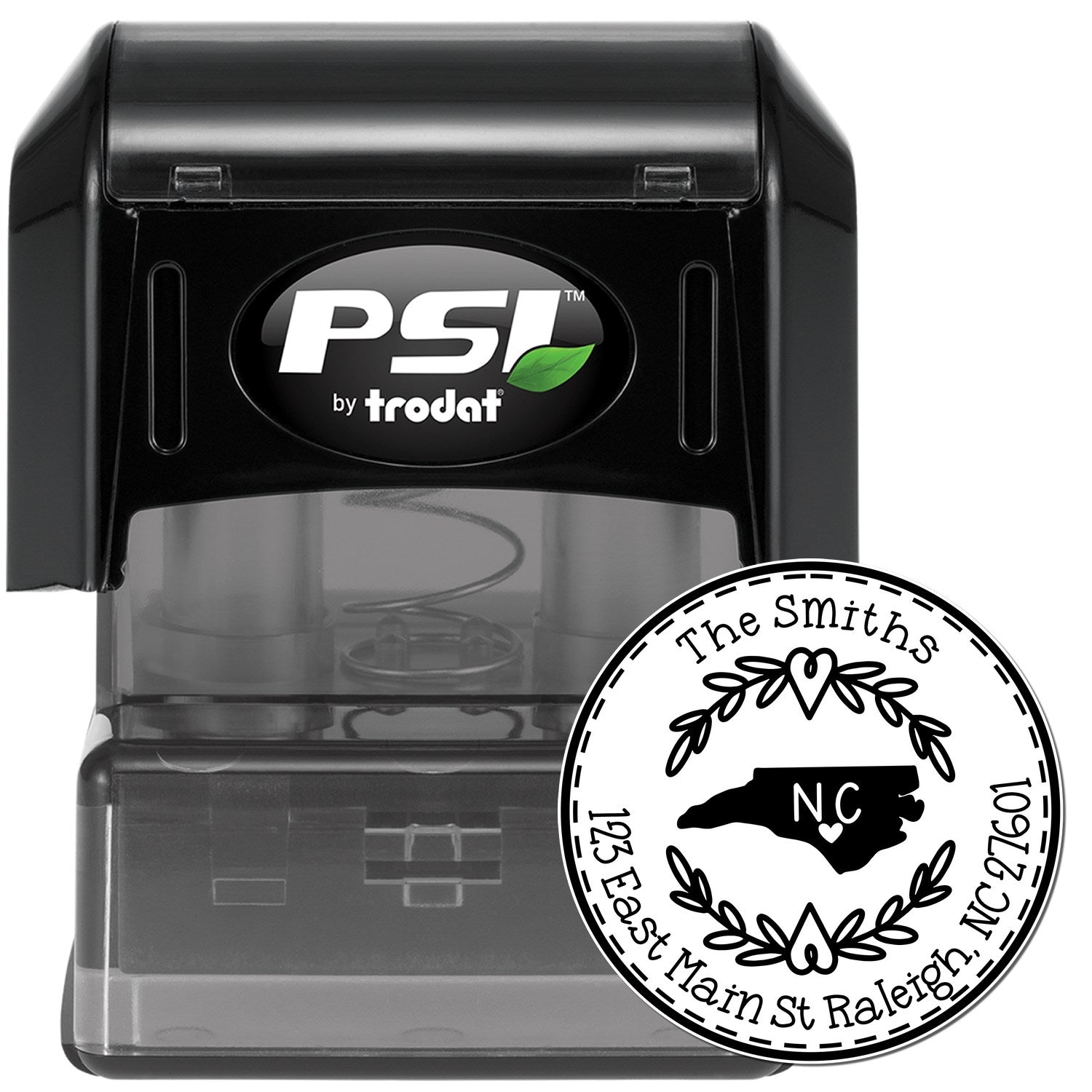 Round PSI North Carolina State Wreath Customized Return Address Pre-Inked Stamp - Engineer Seal Stamps