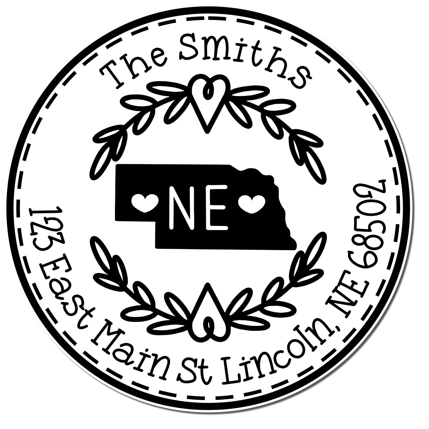 Round PSI Nebraska State Wreath Customized New Address Pre-Inked Stamp - Engineer Seal Stamps