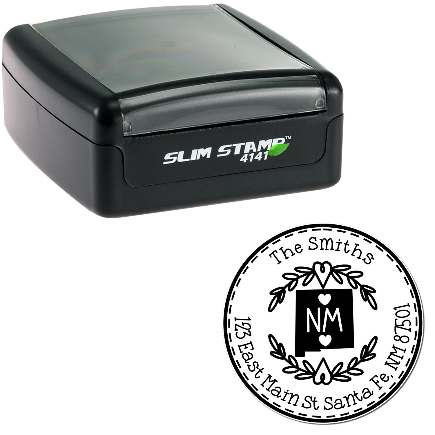 Slim New Mexico State Wreath Customized Address Return Pre-Inked Stamp - Engineer Seal Stamps