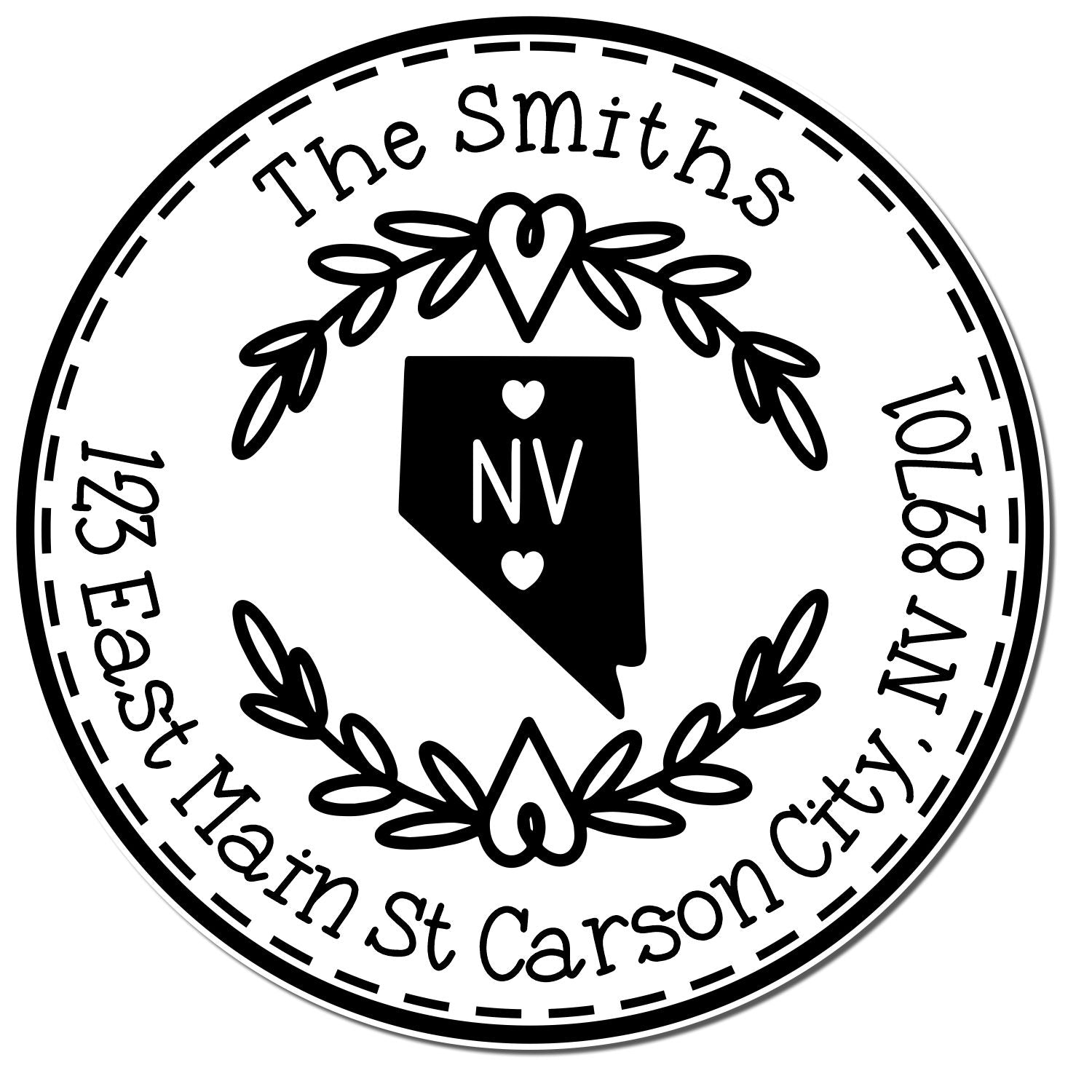 Self-Inking Round Nevada State Wreath Custom-Made Mailing Address Stamper - Engineer Seal Stamps