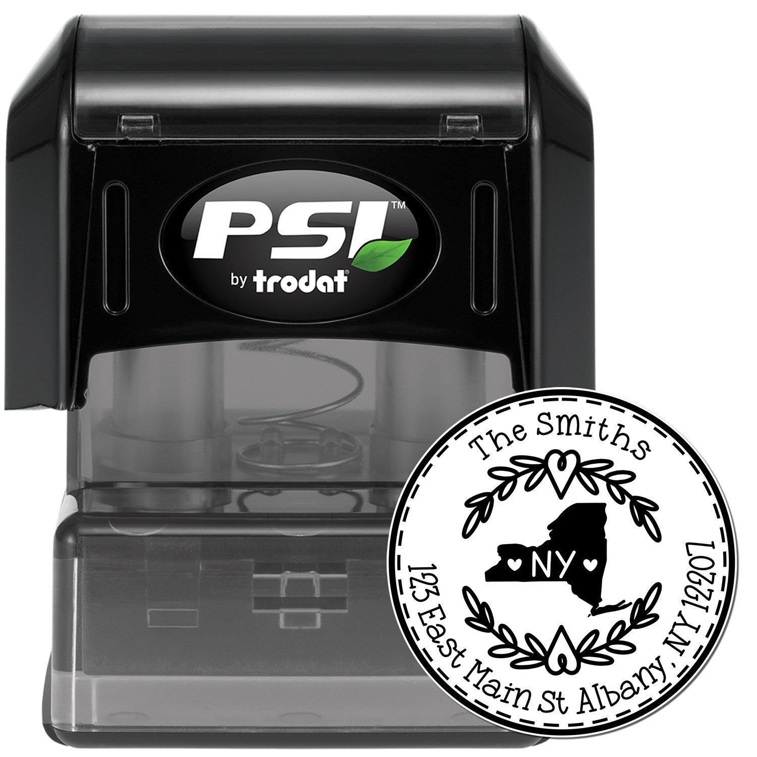 Round PSI New York State Wreath Customized New Home Address Stamper - Engineer Seal Stamps