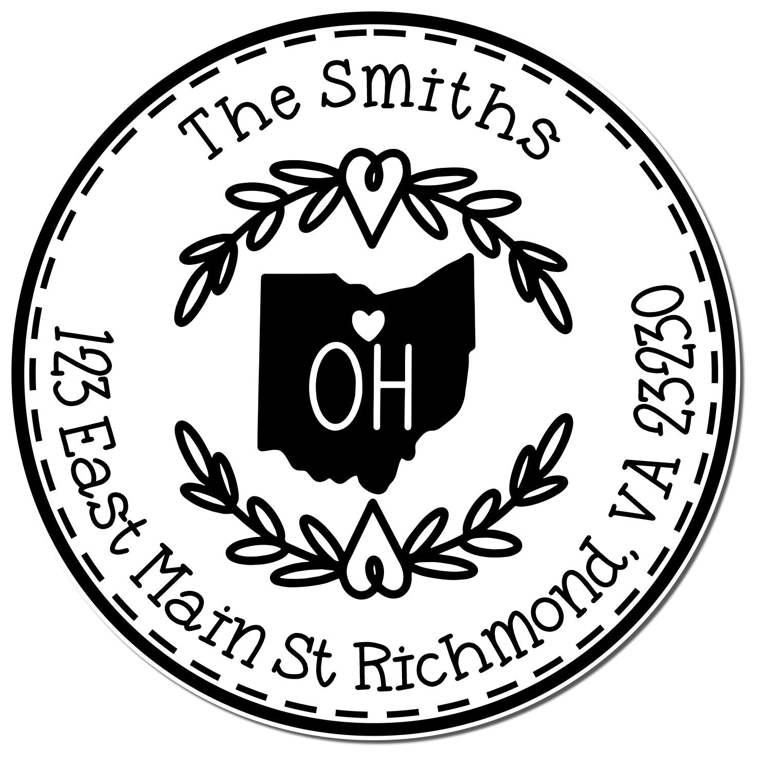 Round PSI Ohio State Wreath Customized Return Address Stamper - Engineer Seal Stamps