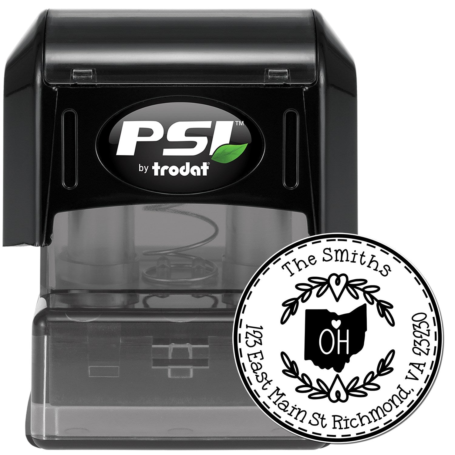 Round PSI Ohio State Wreath Customized Return Address Stamper - Engineer Seal Stamps