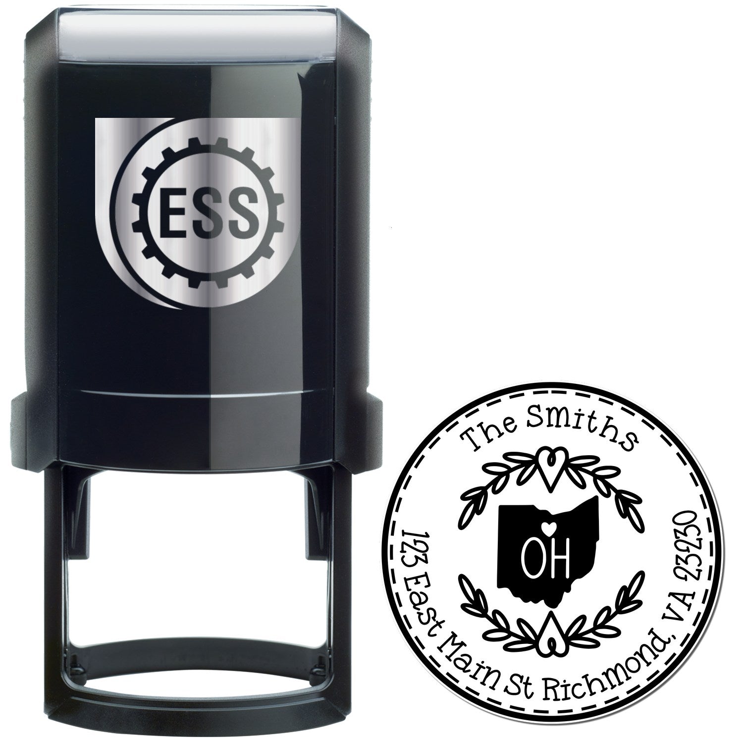 Self-Inking Round Ohio State Wreath Custom-Made New Address Rubber Stamp - Engineer Seal Stamps