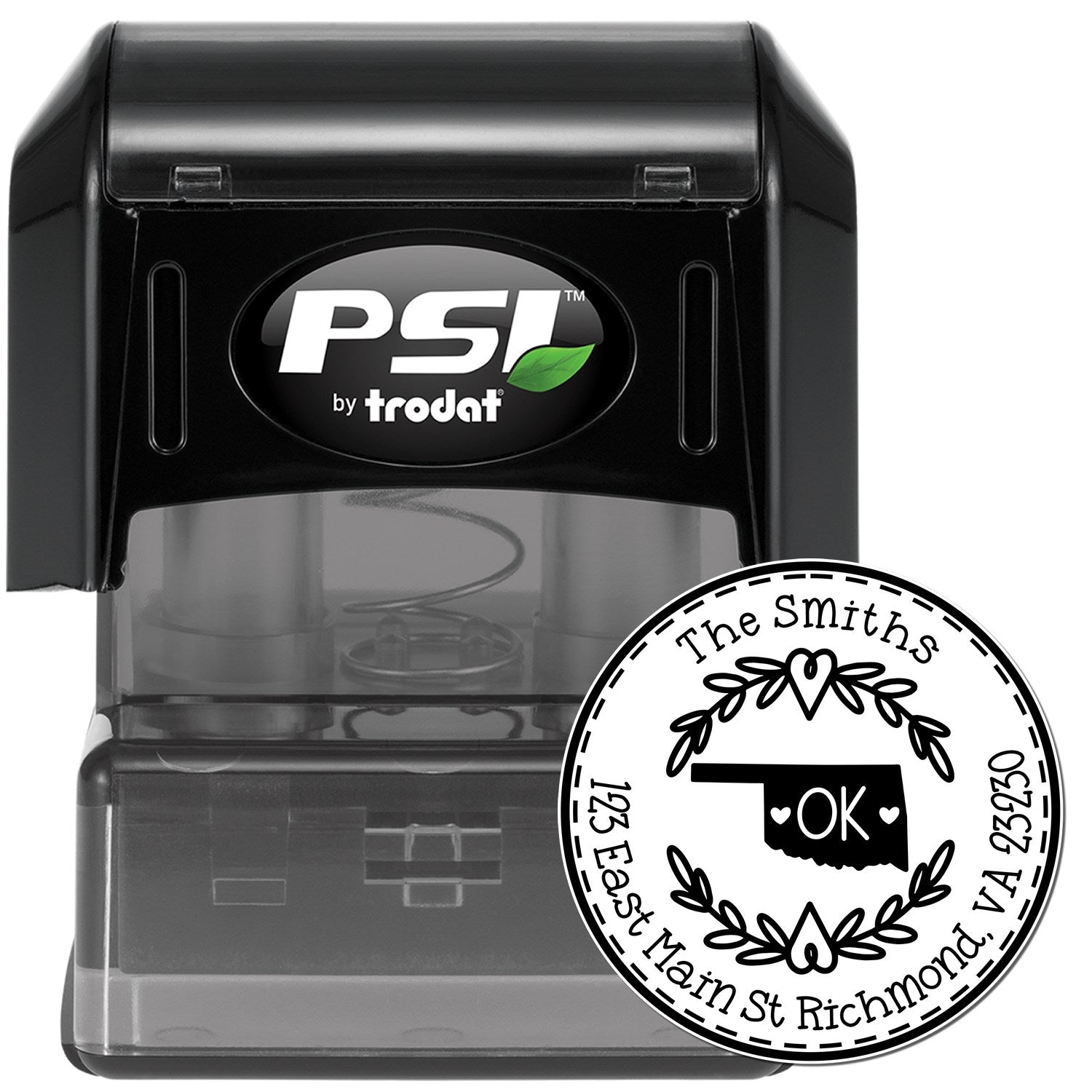 Round PSI Oklahoma State Wreath Custom-Made Address Label Pre-Inked Stamp - Engineer Seal Stamps