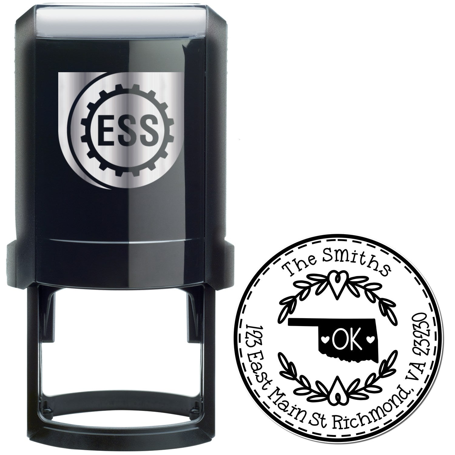 Self-Inking Round Oklahoma State Wreath Custom-Made New Address Stamp - Engineer Seal Stamps