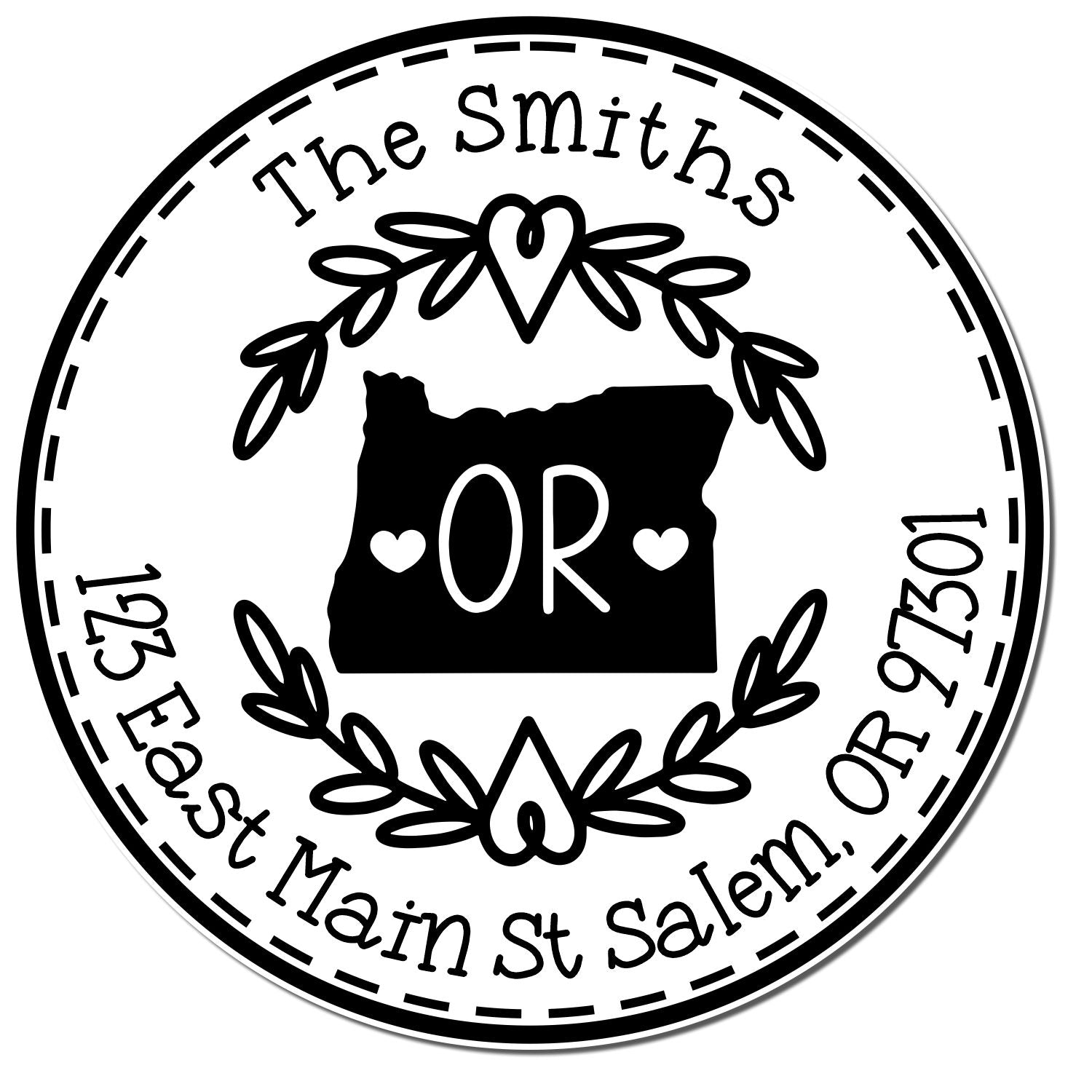 Wooden Handle Round Oregon State Wreath New Home Address Rubber Stamp - Engineer Seal Stamps