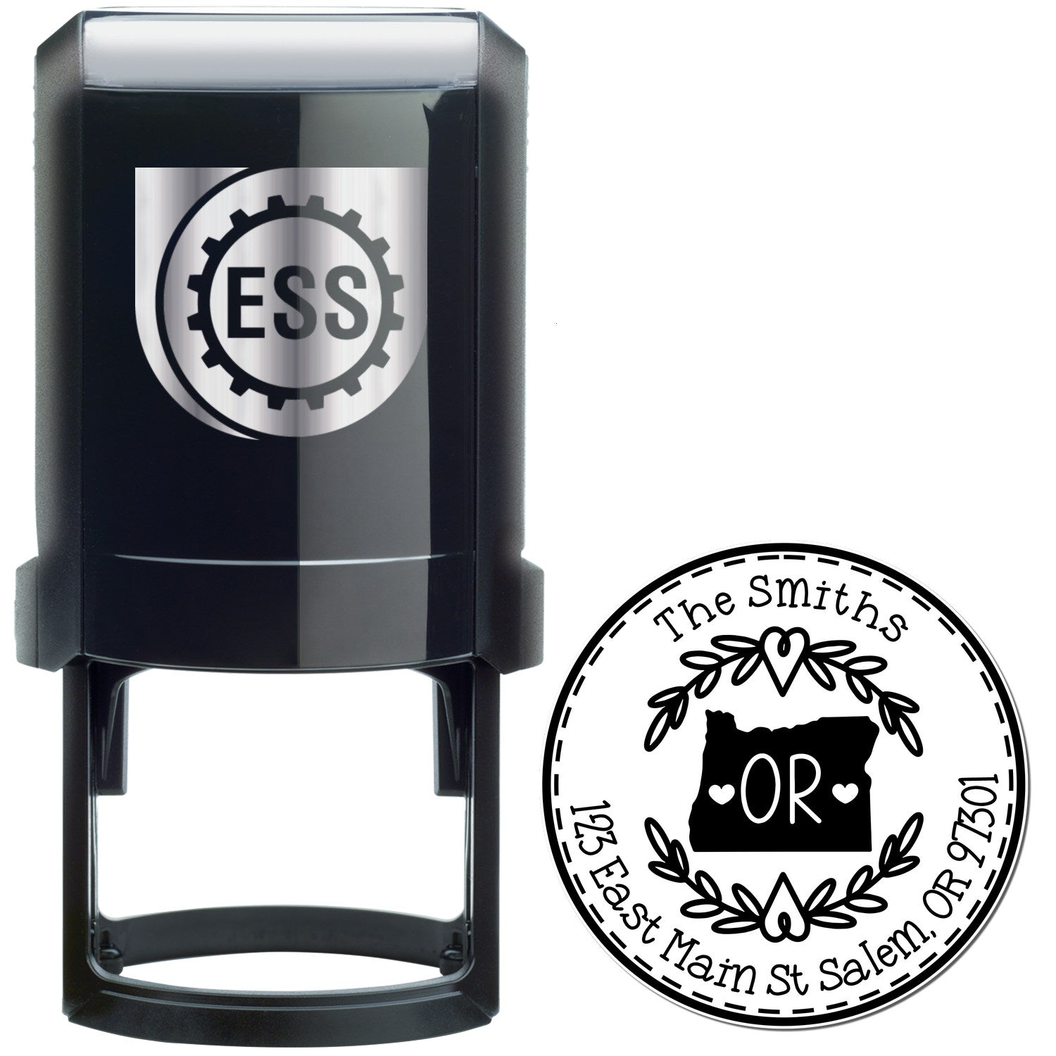 Self-Inking Round Oregon State Wreath Custom-Made New Address Stamper - Engineer Seal Stamps