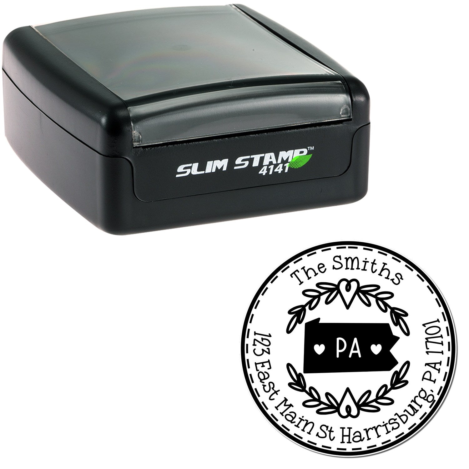 Slim Pennsylvania State Wreath Customized Home Address For Envelopes Stamp - Engineer Seal Stamps