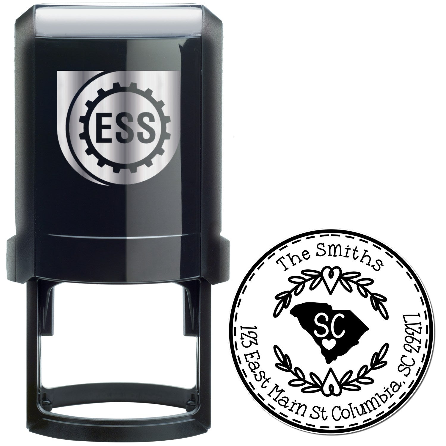Self-Inking Round South Carolina State Wreath Custom-Made New Home Address Stamper - Engineer Seal Stamps