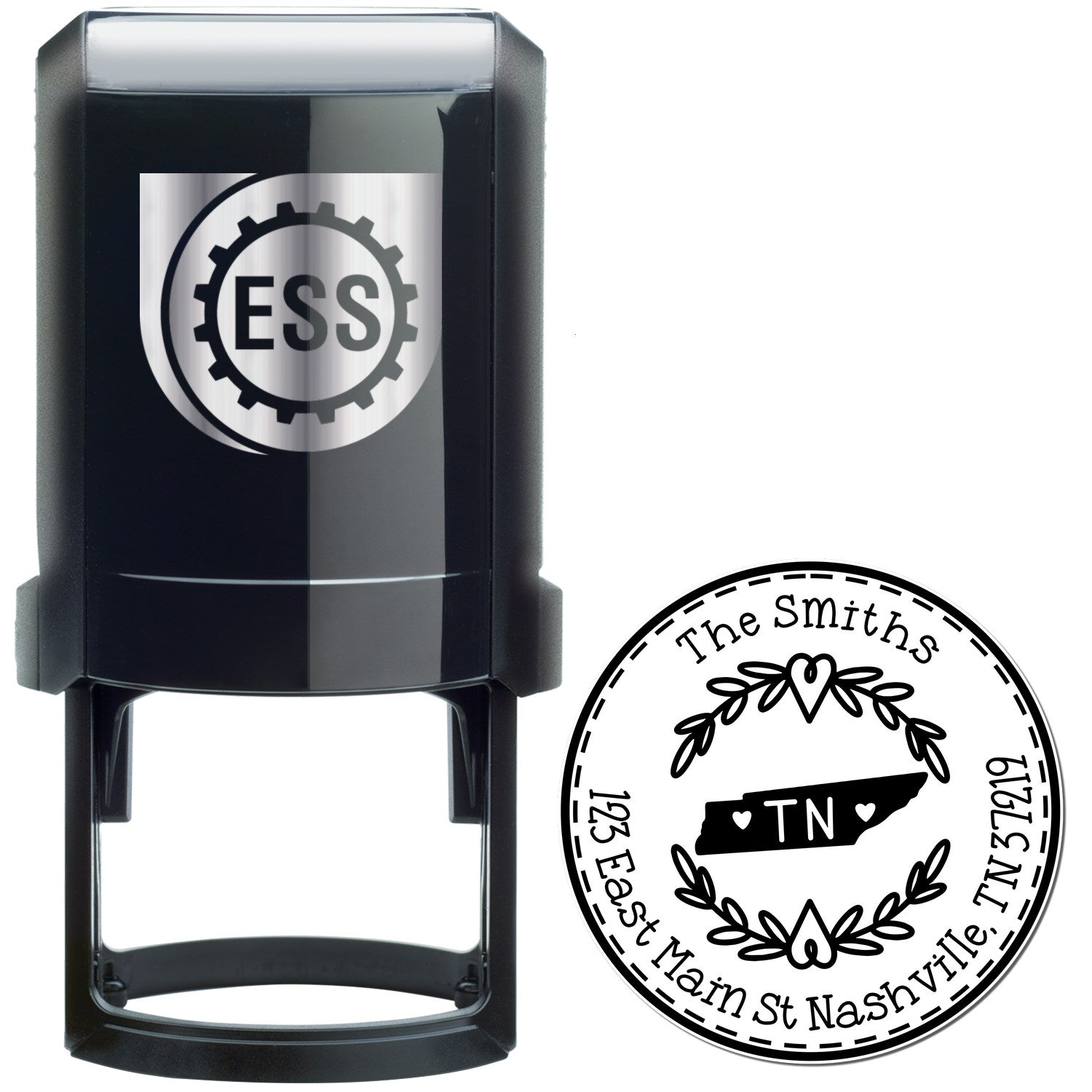 Self-Inking Round Tennessee State Wreath Custom-Made Return Address Stamp - Engineer Seal Stamps