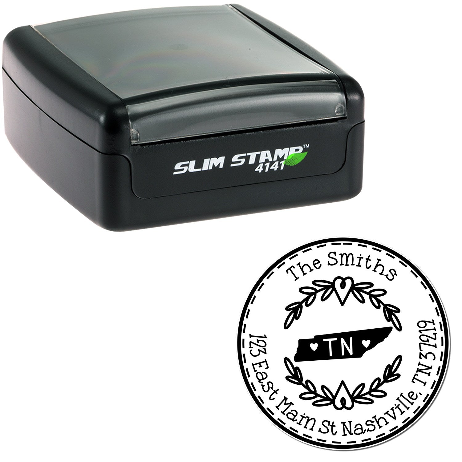 Slim Tennessee State Wreath Customized Home Address Pre-Inked Stamp - Engineer Seal Stamps