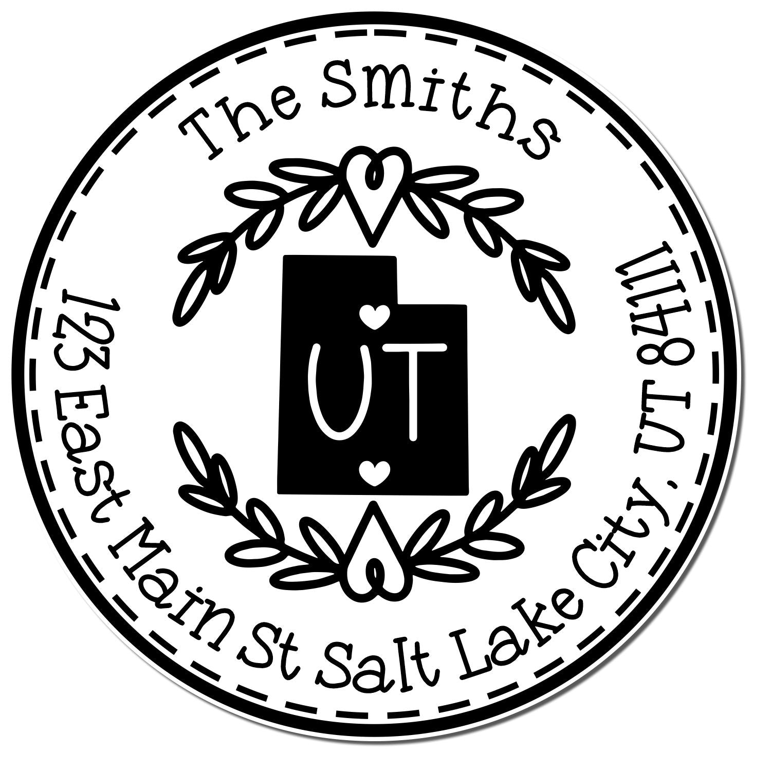 Slim Utah State Wreath Customized Mail Address Stamp - Engineer Seal Stamps