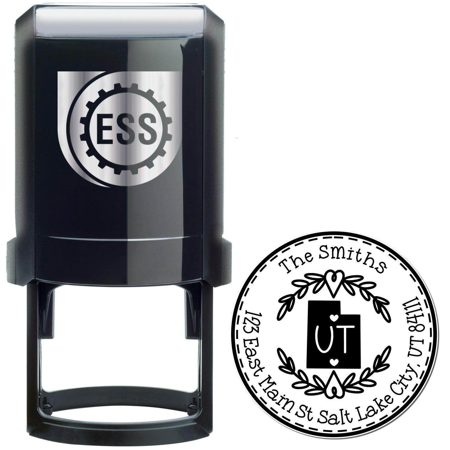 Self-Inking Round Utah State Wreath Home Address For Envelopes Rubber Stamp - Engineer Seal Stamps