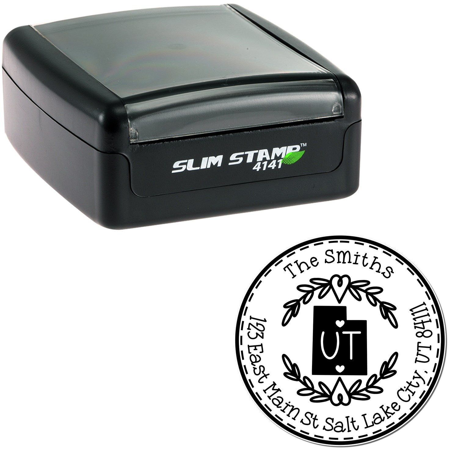 Slim Utah State Wreath Customized Mail Address Stamp - Engineer Seal Stamps