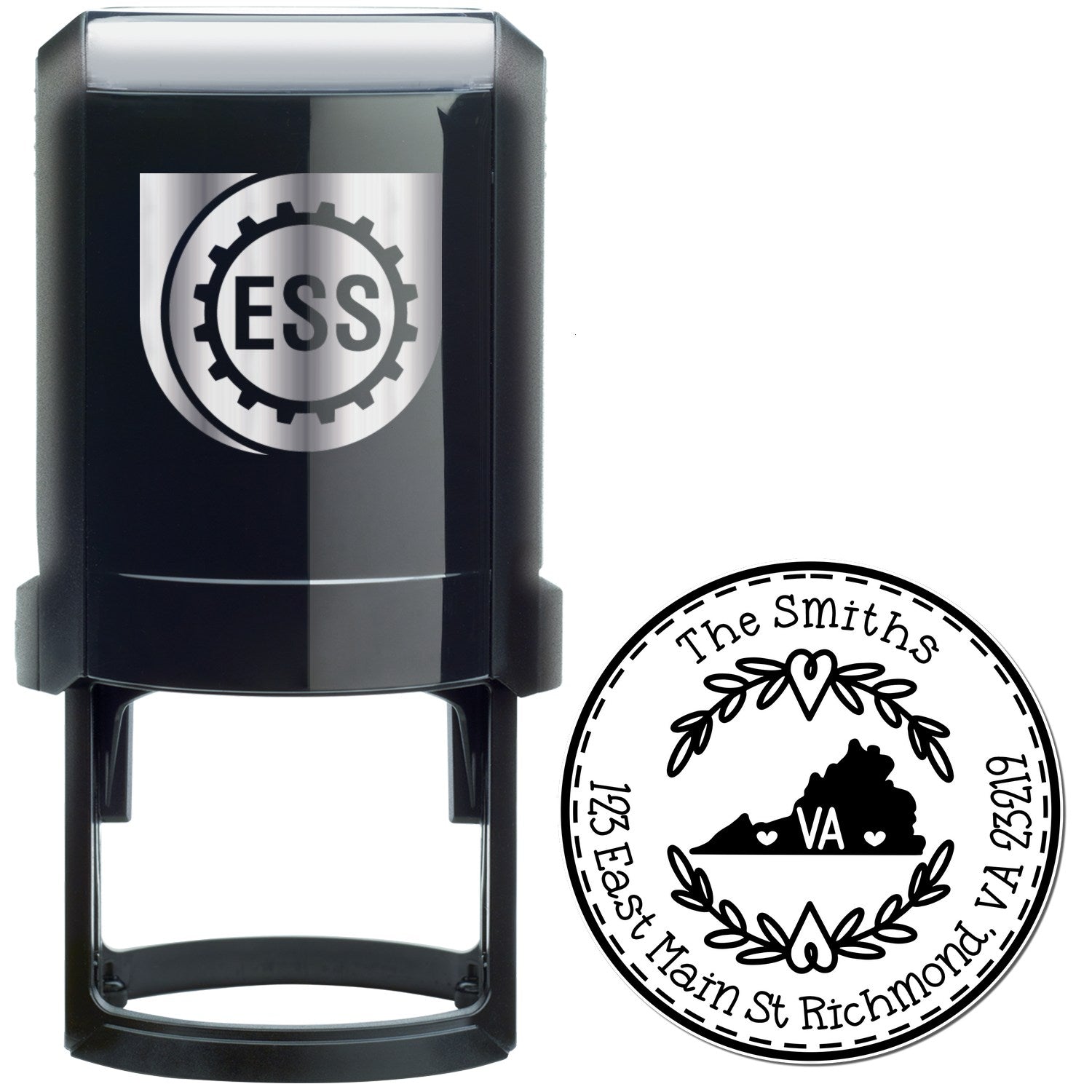 Self-Inking Round Virginia State Wreath Home Address For Envelopes Stamper - Engineer Seal Stamps