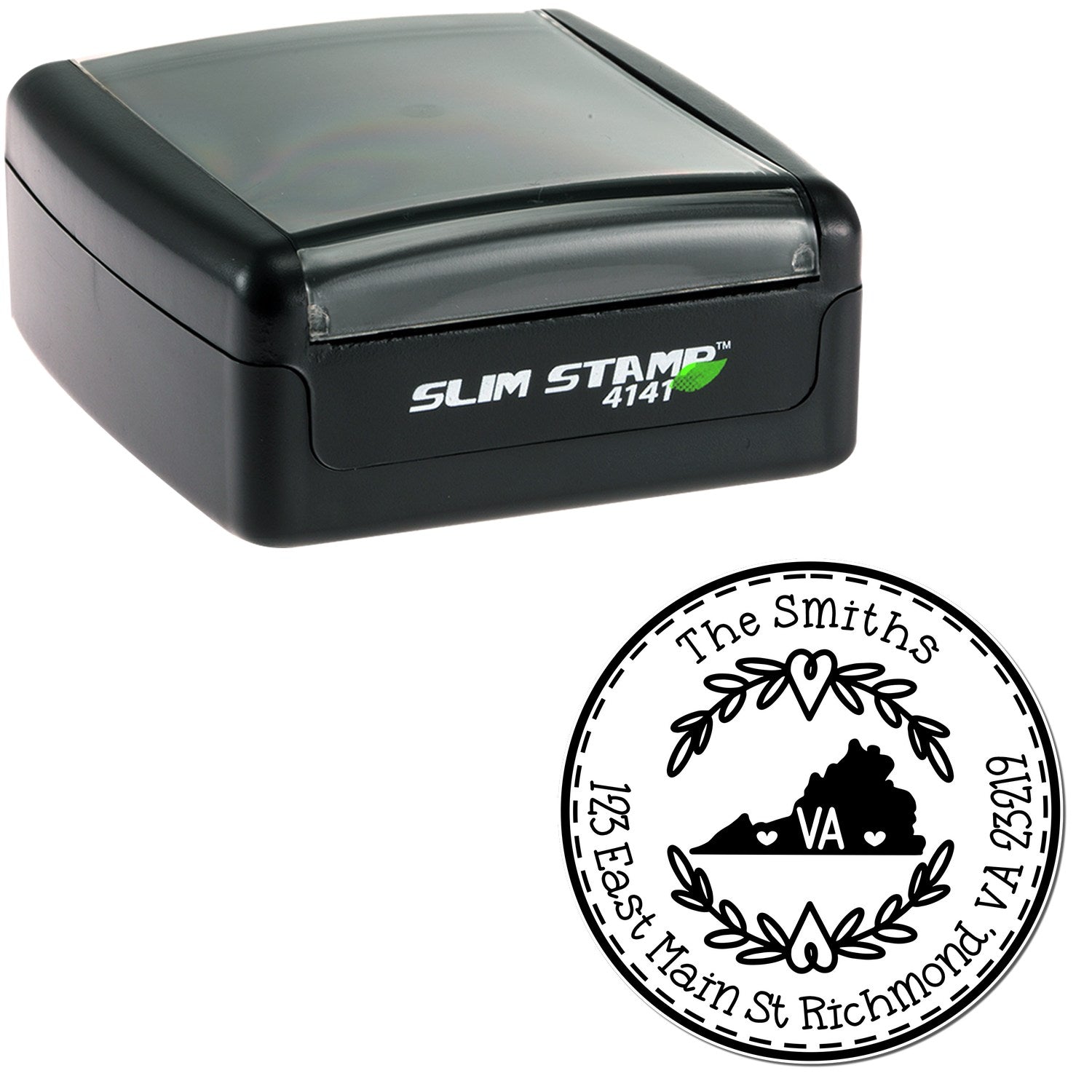 Slim Virginia State Wreath Customized Mail Pre-Inked Stamp - Engineer Seal Stamps