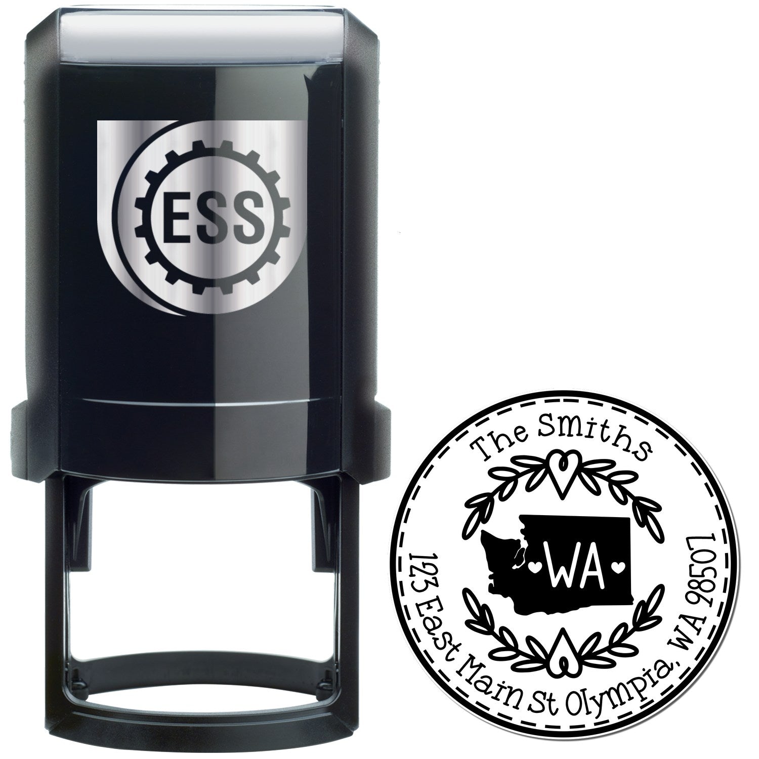 Self-Inking Round Washington State Wreath Home Address Rubber Stamp - Engineer Seal Stamps