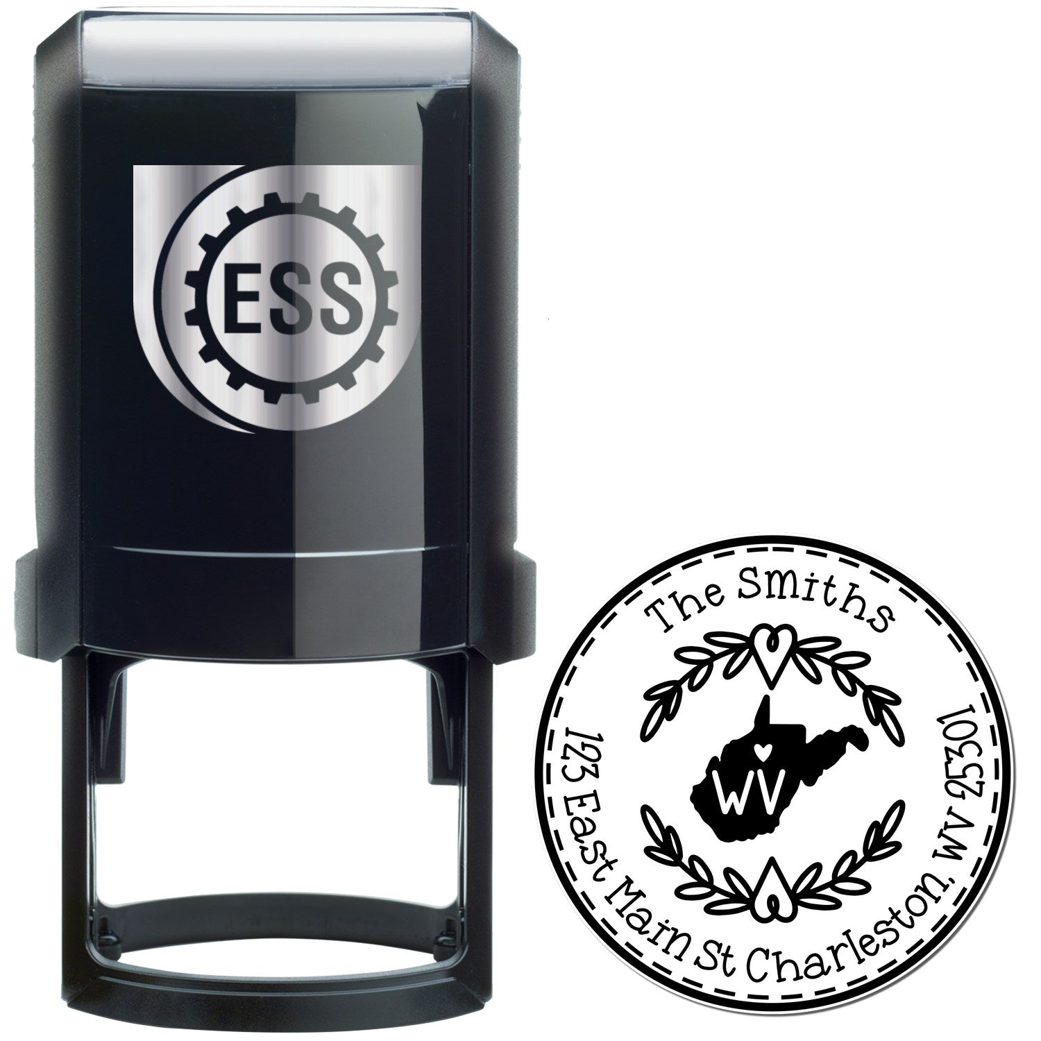 Self-Inking Round West Virginia State Wreath Home Address Stamp - Engineer Seal Stamps