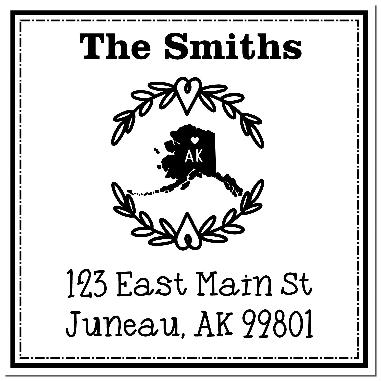 Self-Inking Alaska State Wreath Custom-Made Name and Address Stamp - Engineer Seal Stamps