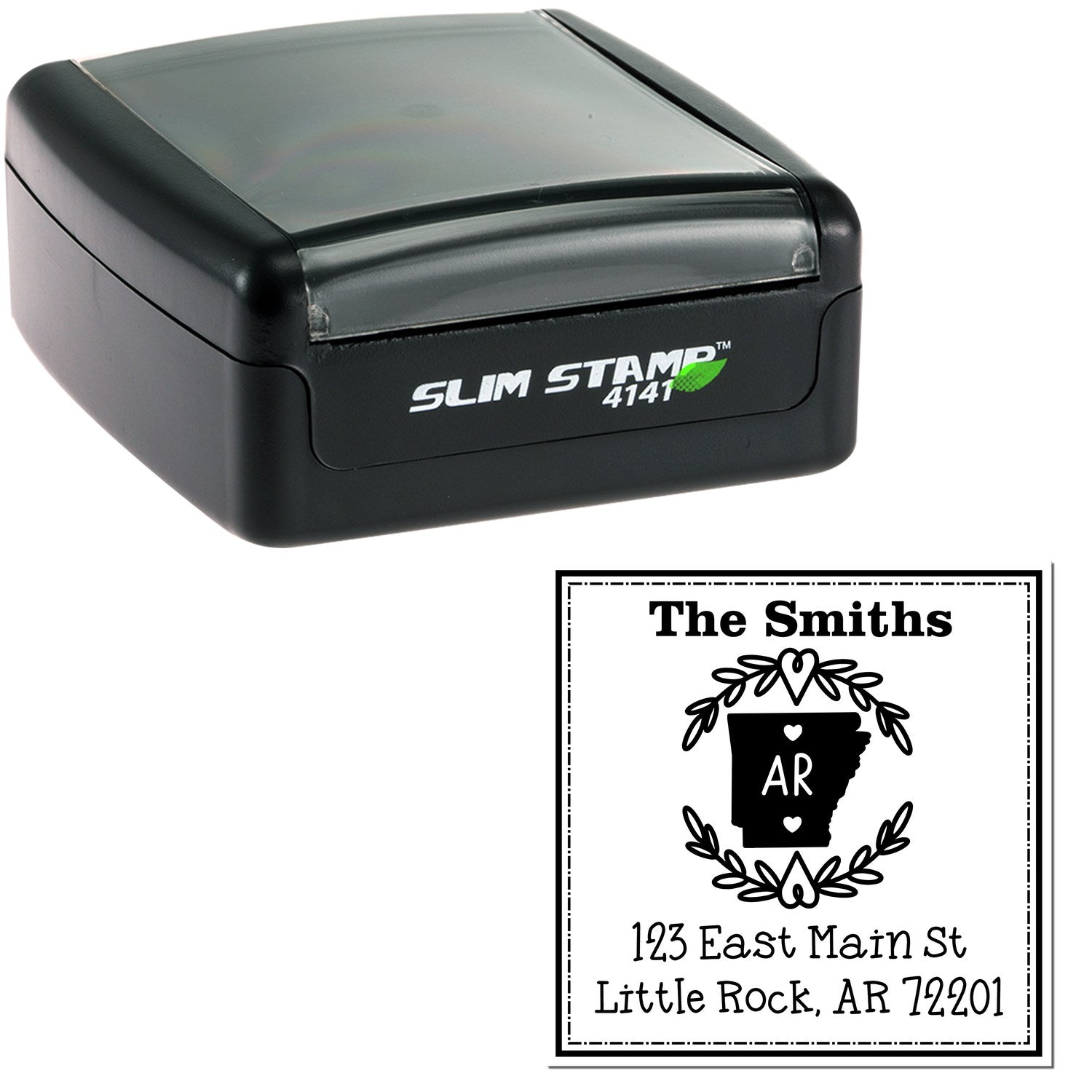 Slim Arkansas State Wreath Custom-Made Mailing Address Stamp - Engineer Seal Stamps
