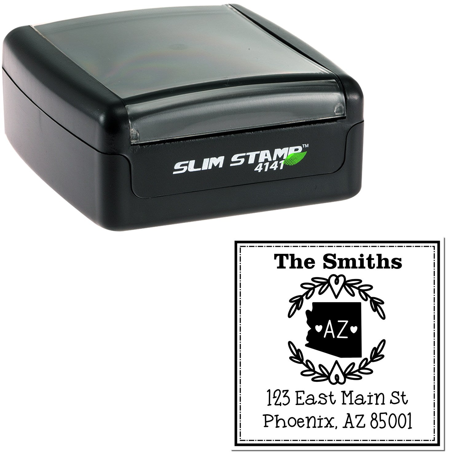 Slim Arizona State Wreath Custom-Made Address Return Pre-Inked Stamp - Engineer Seal Stamps
