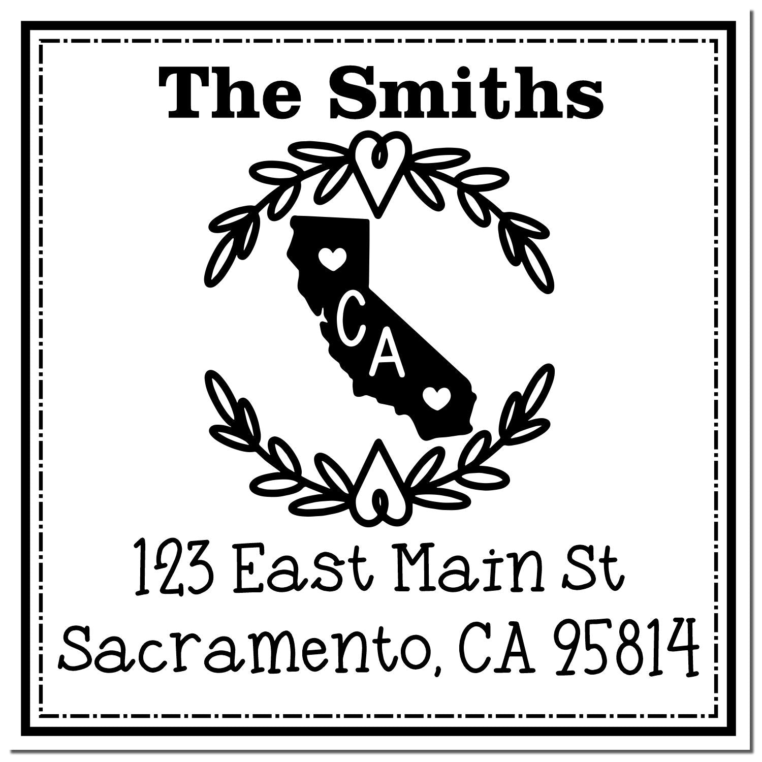 PSI Pre-Inked California State Wreath Custom-Made Home Address Rubber Stamp - Engineer Seal Stamps