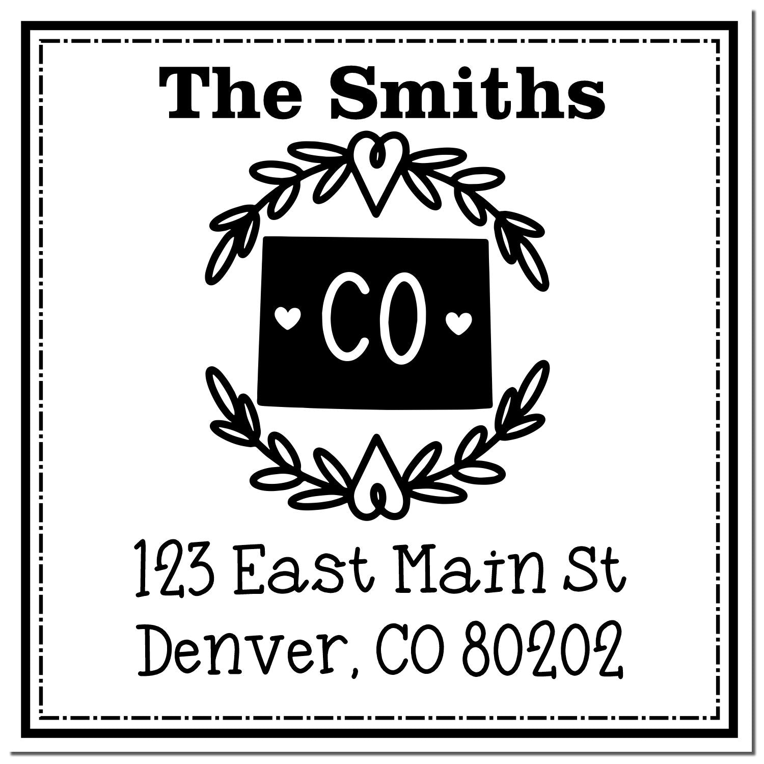 Self-Inking Colorado State Wreath Custom-Made Mailing Stamper - Engineer Seal Stamps