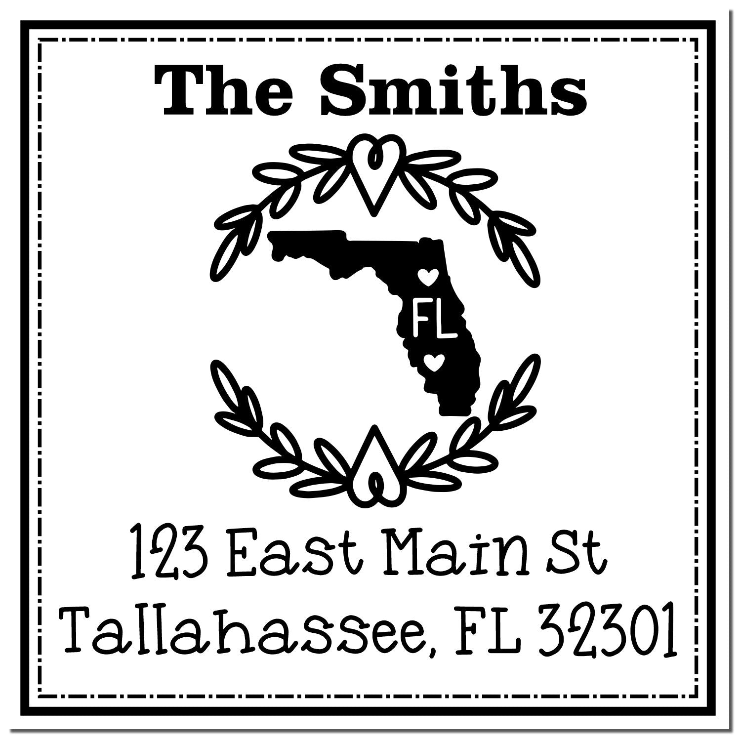 Slim Florida State Wreath Custom-Made Mail Address Pre-Inked Stamp - Engineer Seal Stamps