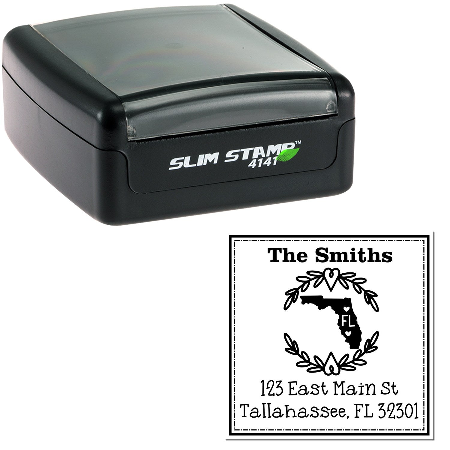 Slim Florida State Wreath Custom-Made Mail Address Pre-Inked Stamp - Engineer Seal Stamps