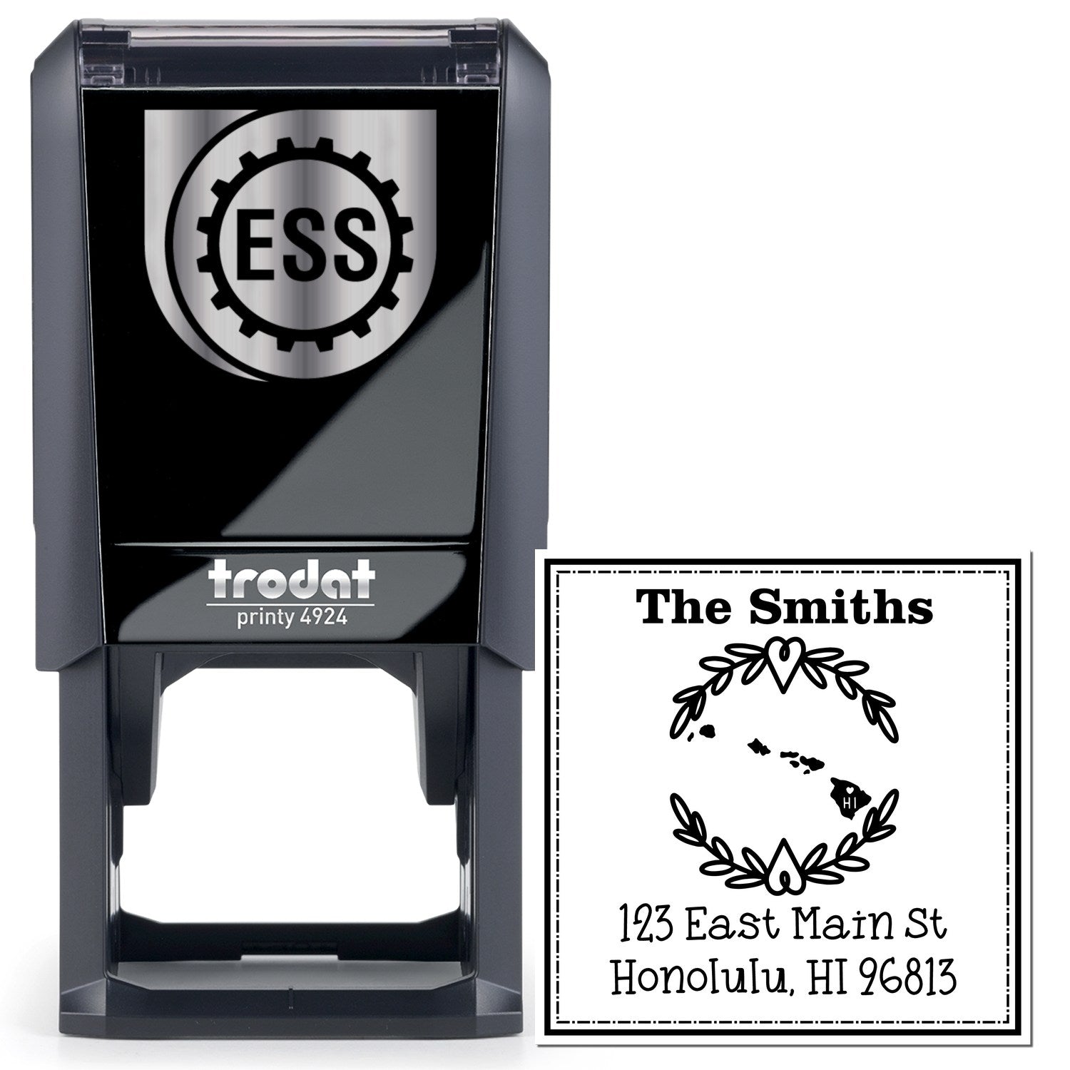 Self-Inking Hawaii State Wreath Custom-Made Home Address Stamp - Engineer Seal Stamps