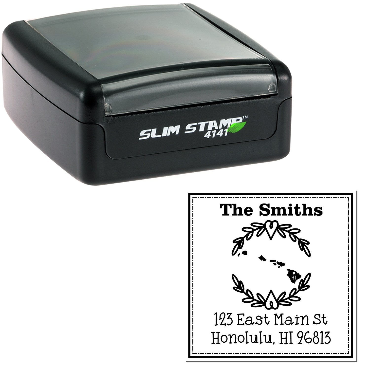 Slim Hawaii State Wreath Custom-Made New Address Stamper - Engineer Seal Stamps