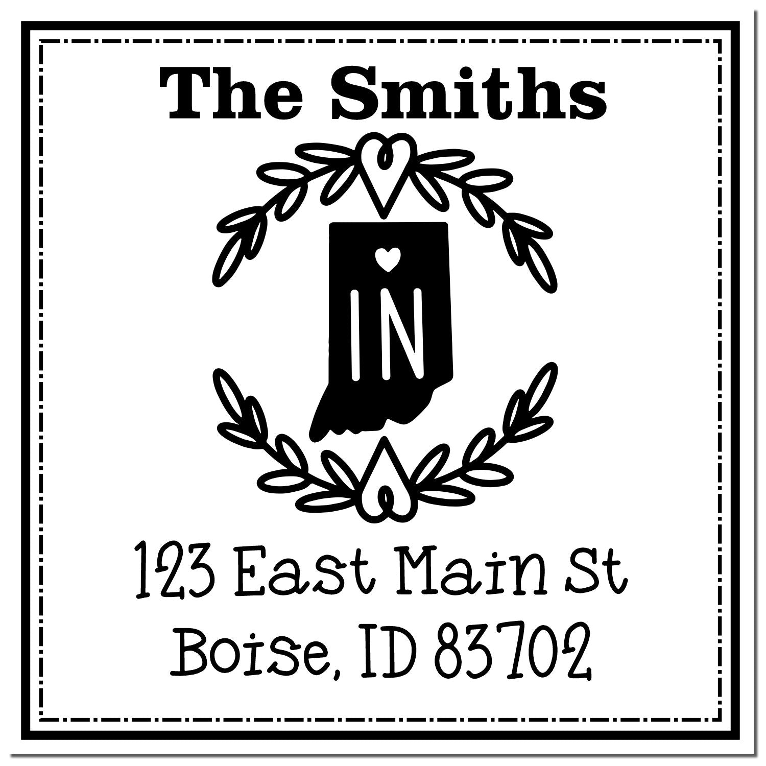 Wood Handle Idaho State Wreath Custom-Made Name and Address Rubber Stamp - Engineer Seal Stamps
