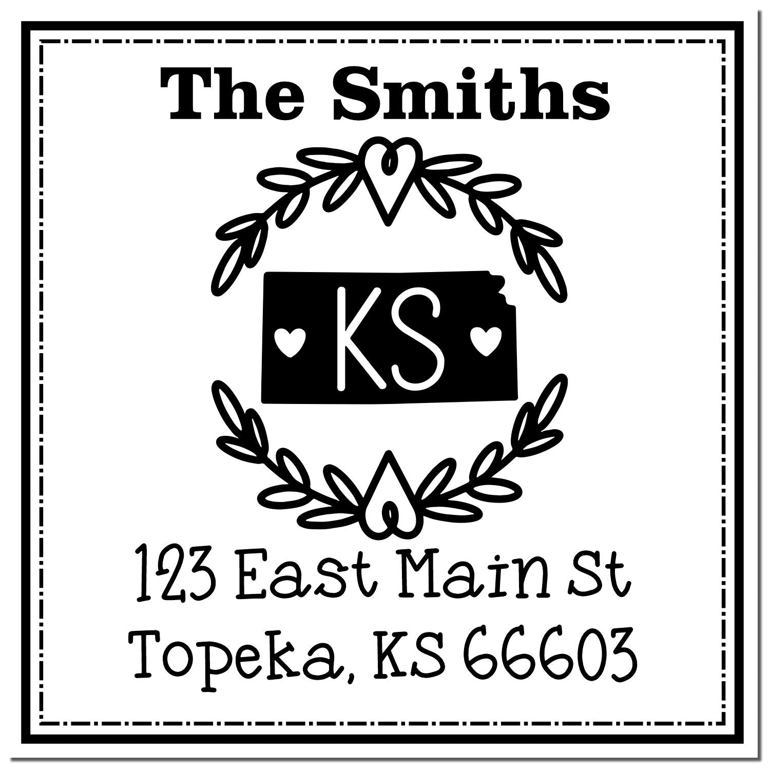 Self-Inking Kansas State Wreath Custom-Made New Home Address Rubber Stamp - Engineer Seal Stamps