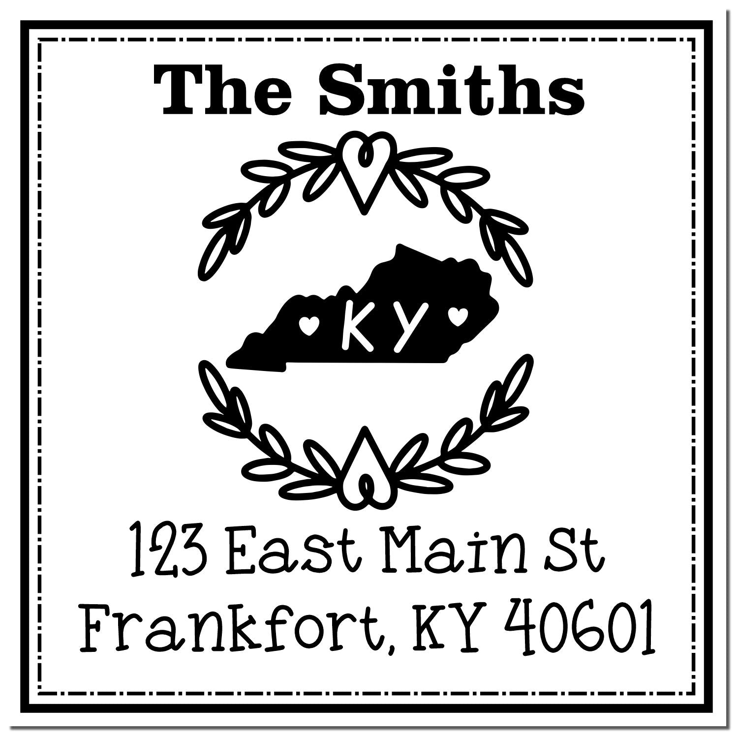 Slim Kentucky State Wreath Custom-Made Address Label Stamper - Engineer Seal Stamps